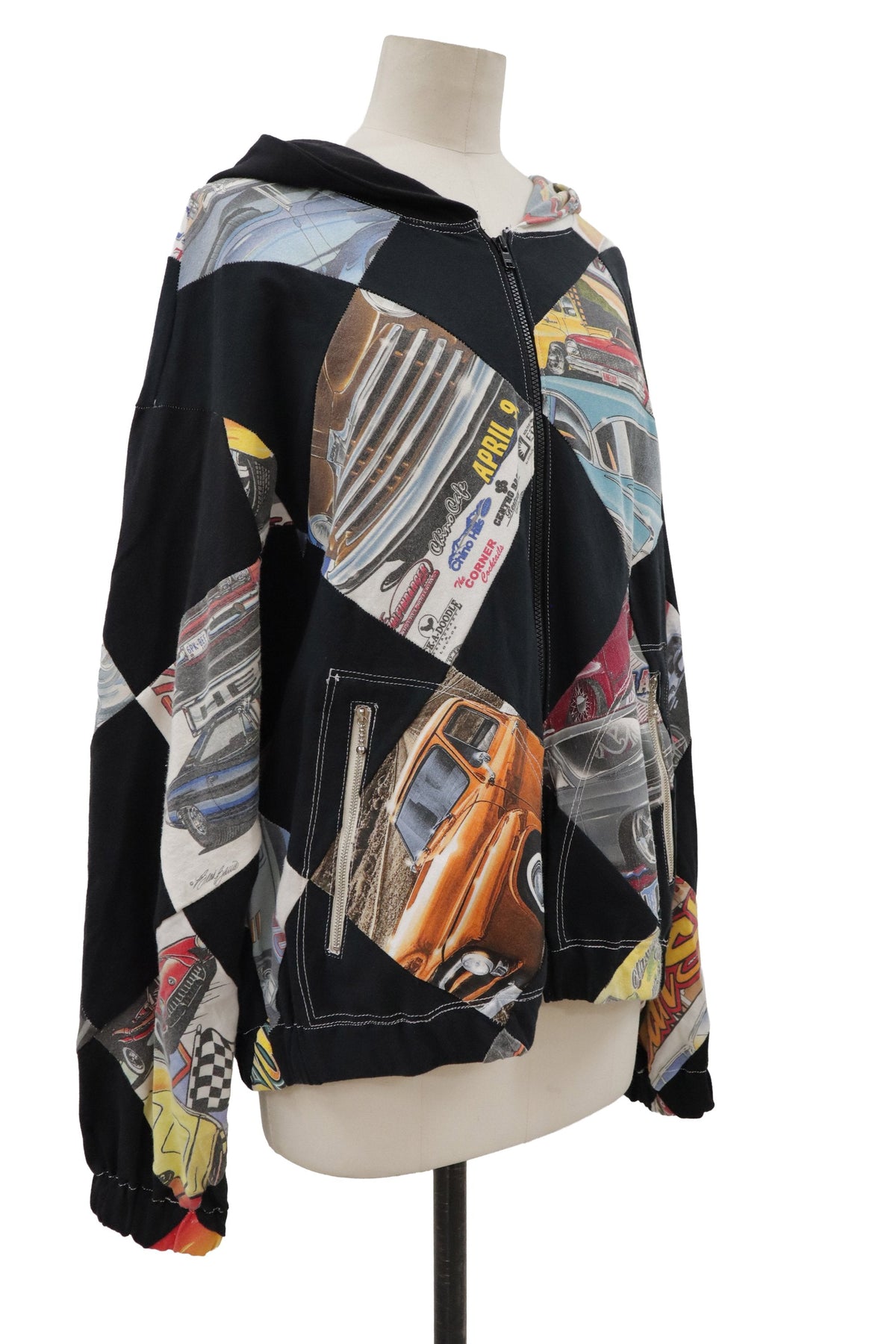 patchwork zip f hoodie/RM-［2608-094］