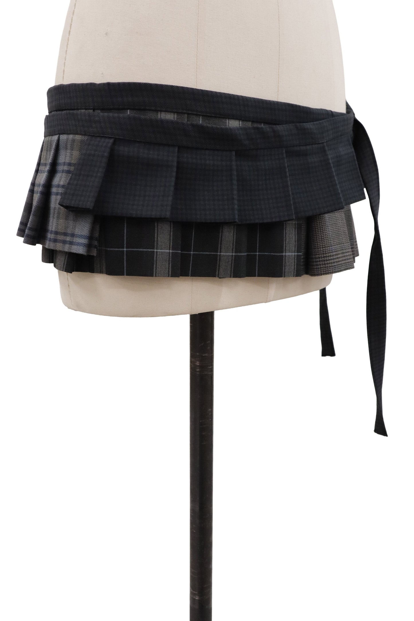 plaid tiered mini skirt/RM-［2607-049］