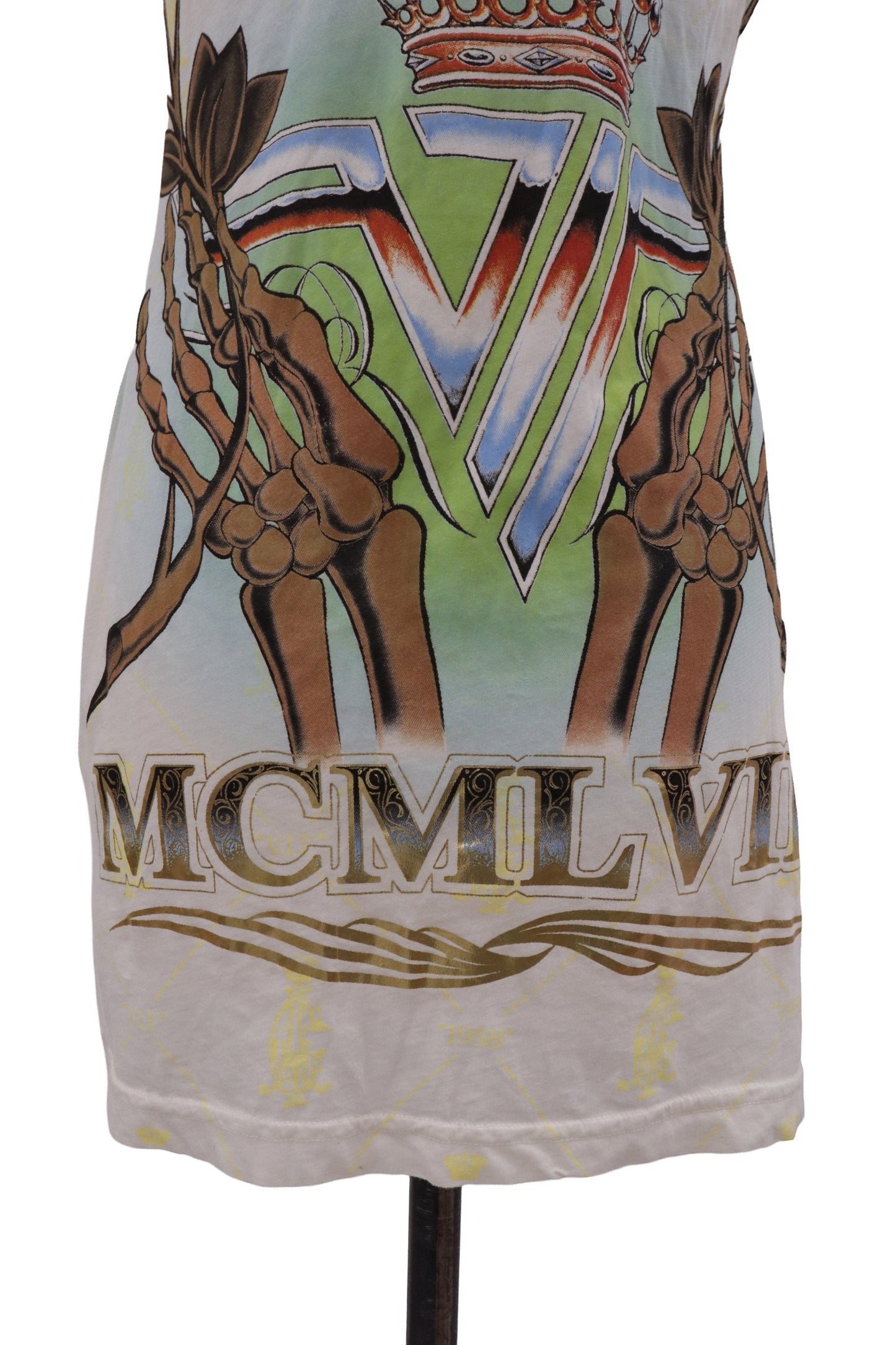 Christian Audigier skeleton rose long tanktop/RM-［2607-013］
