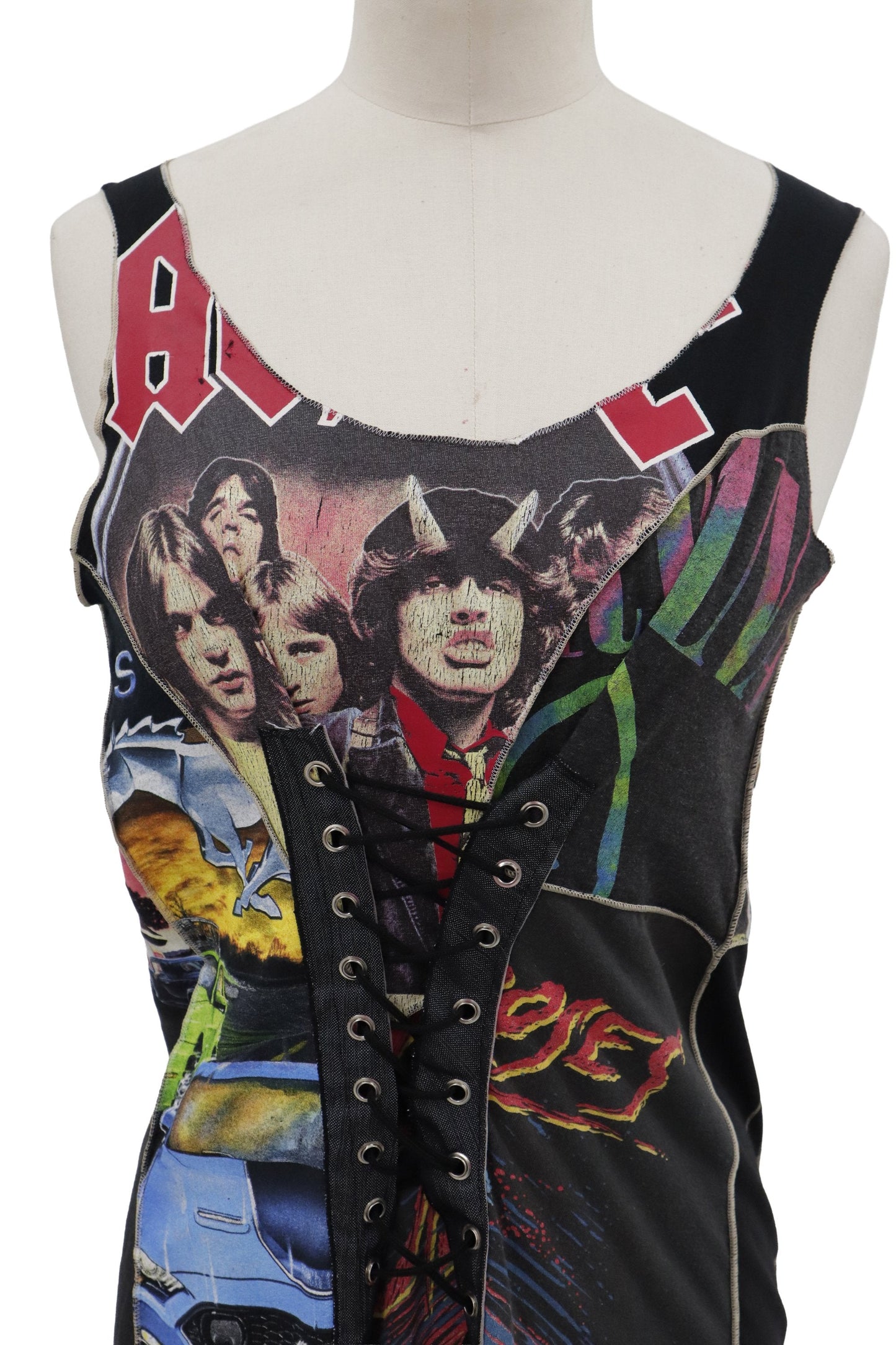 AC/DC lace up long tanktop/RM-［2606-021］