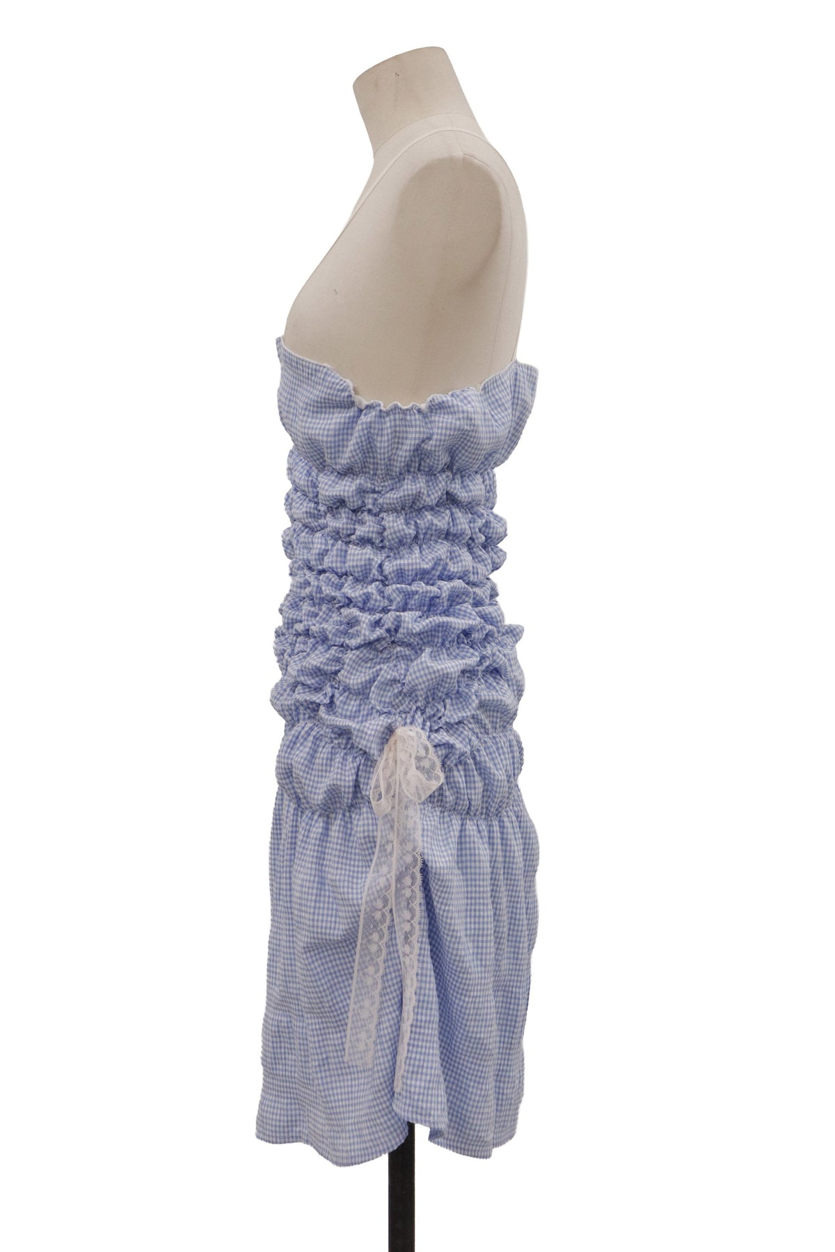 gingham shirring dress/KUSHA KUSHA PLAN/RM-［2607-081］