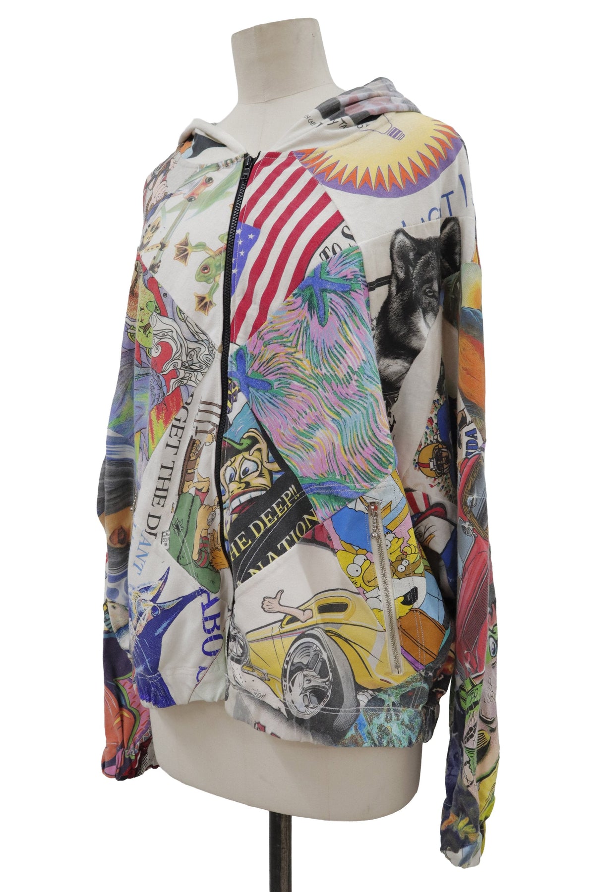 patchwork zip f hoodie/RM-［2608-093］