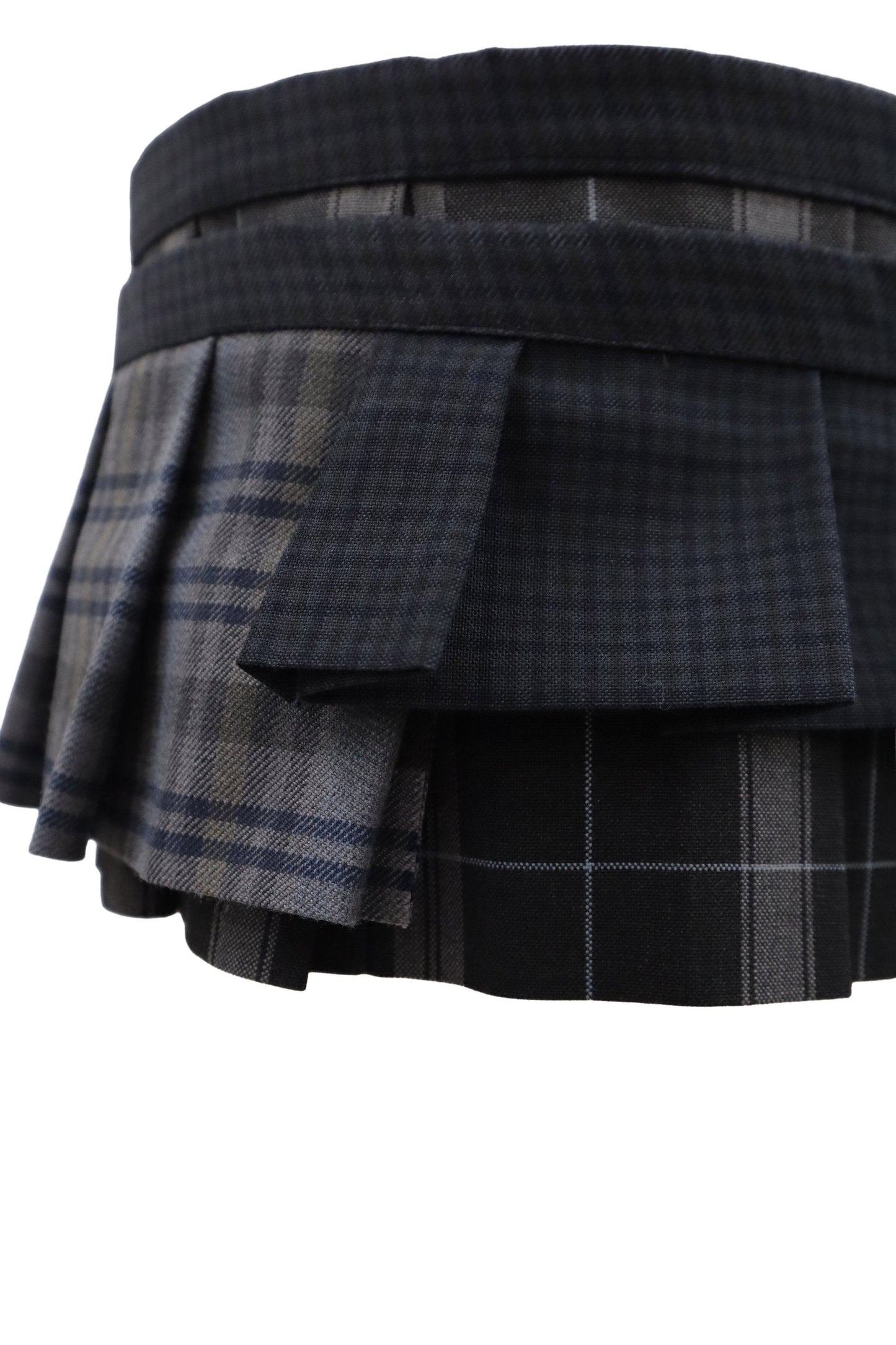 plaid tiered mini skirt/RM-［2607-049］