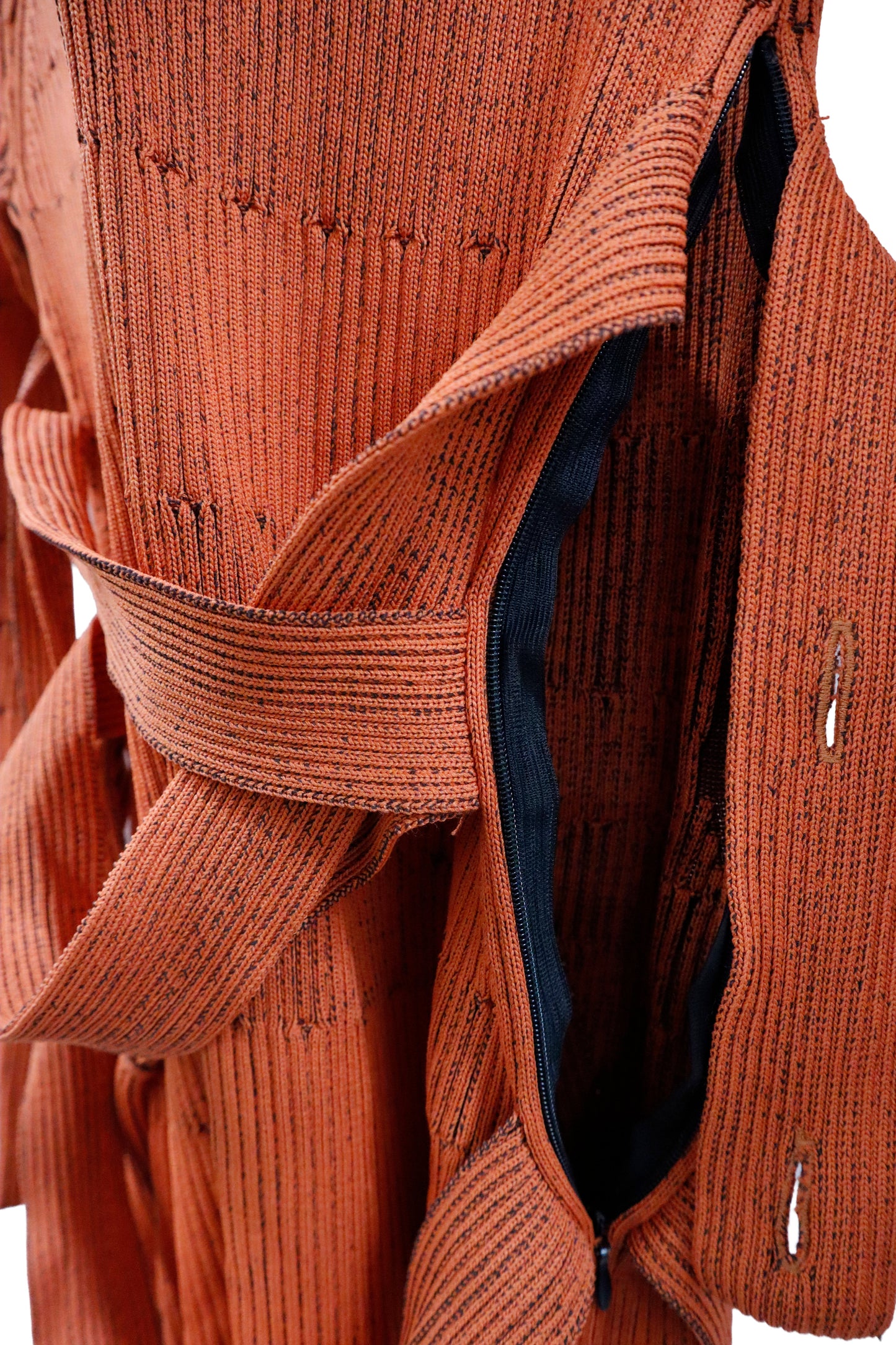rib knit belt dress/U-［2603-007］