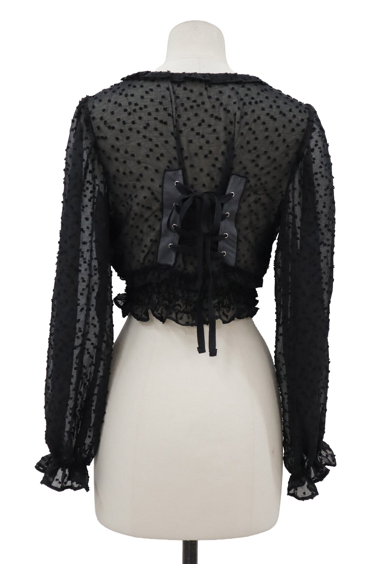 lace up shirring tops/RM-［2608-053］
