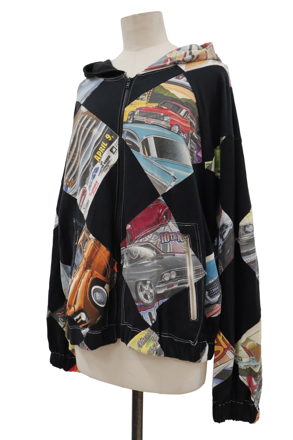 patchwork zip f hoodie/RM-［2608-094］