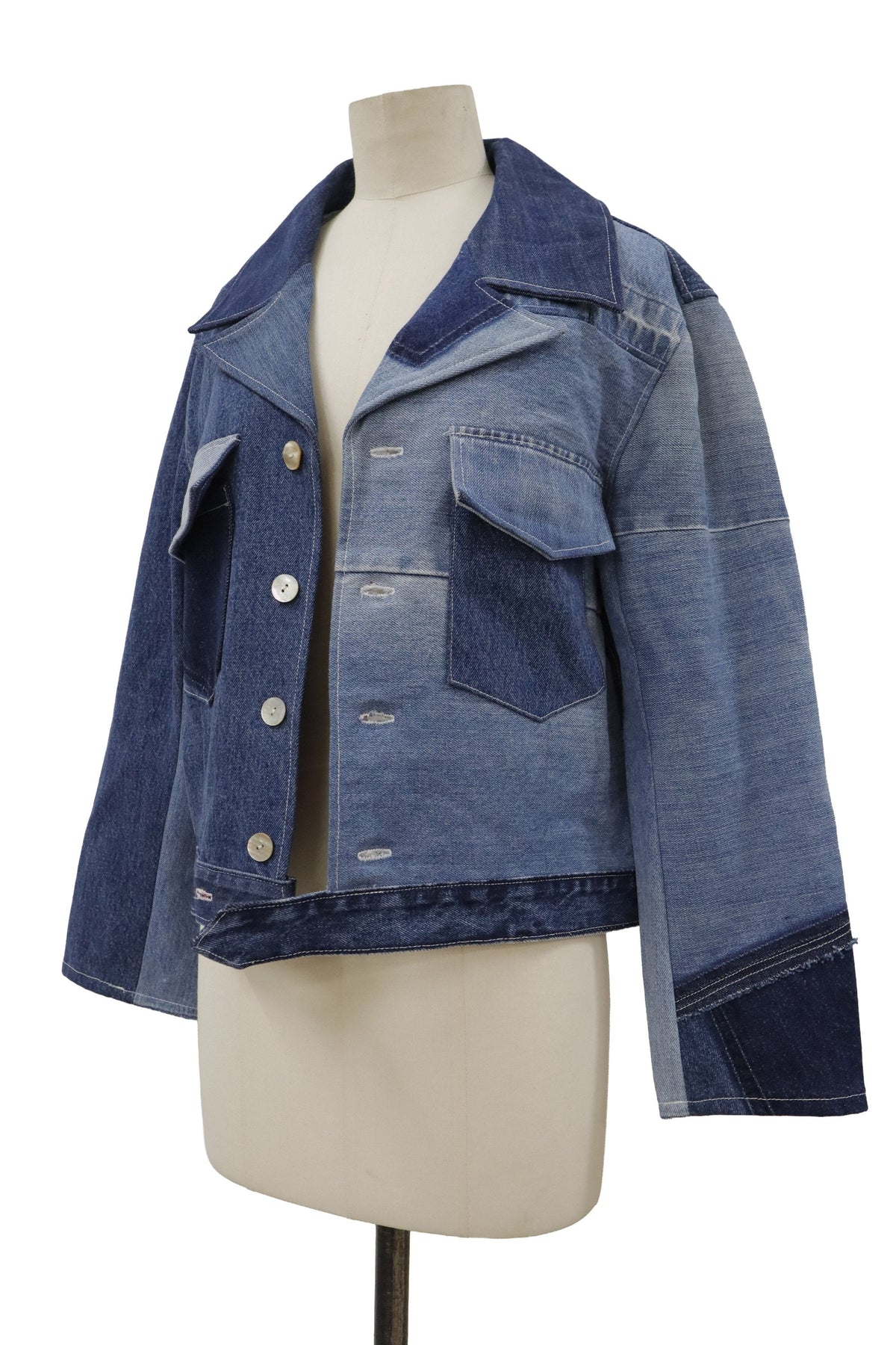 patchwork denim jacket/RM-［2608-097］