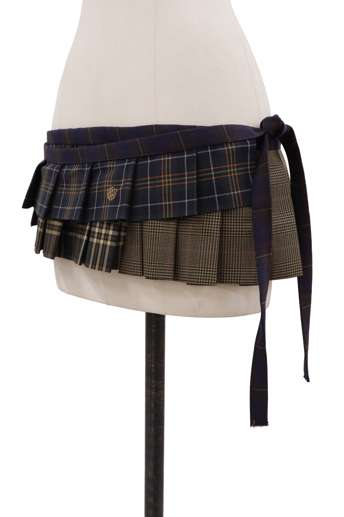 plaid tiered mini skirt/RM-［2607-050］