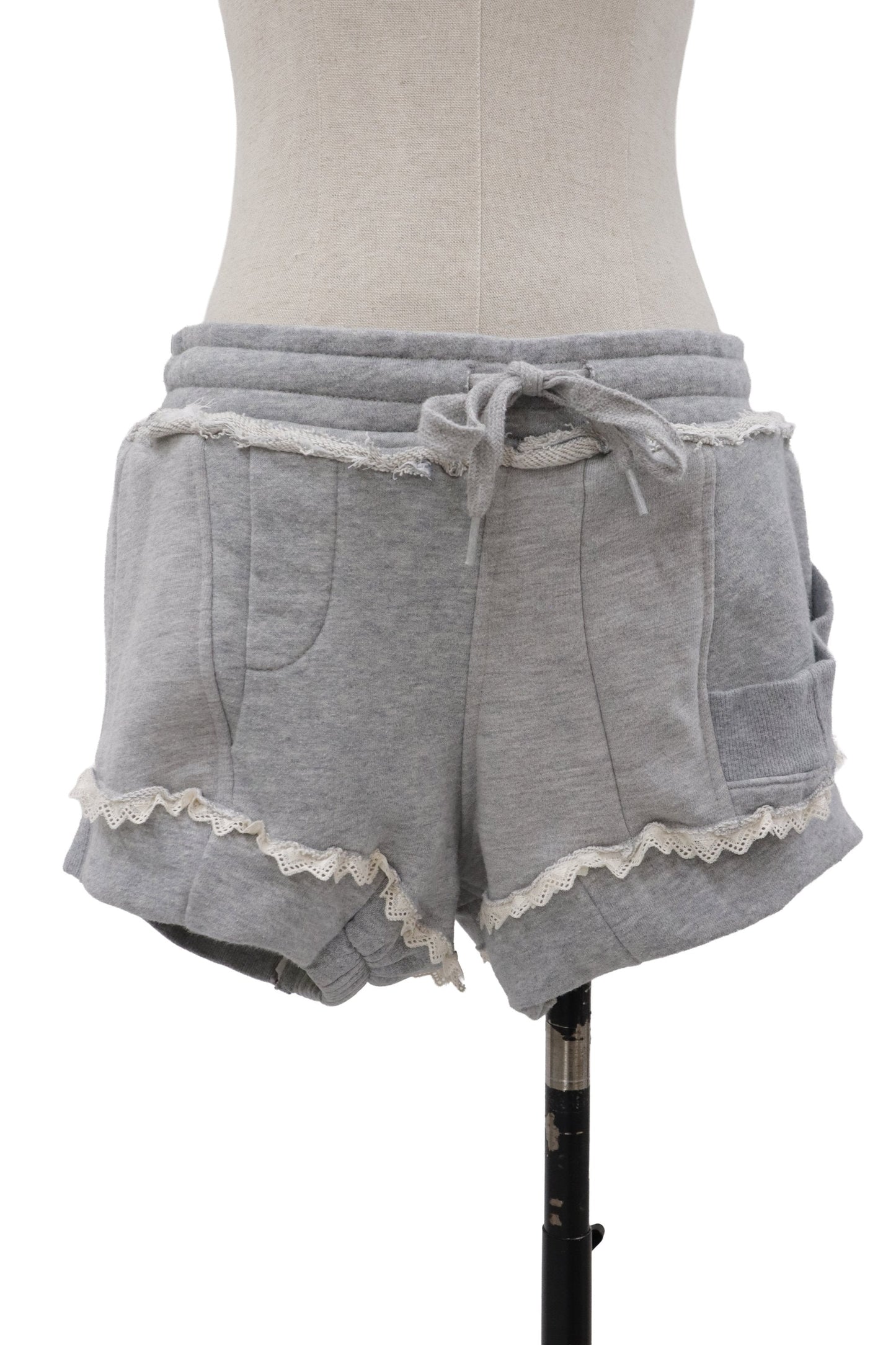 lace trim sweat shorts/RM-［2607-057］
