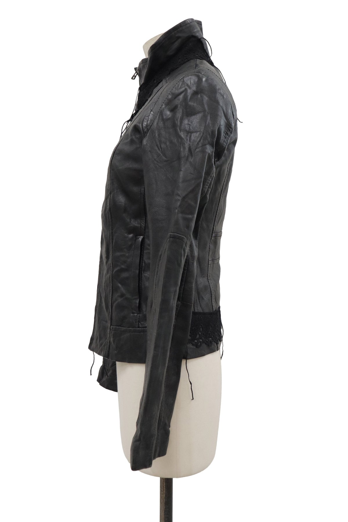 lace leather jacket/RM-［2608-104］
