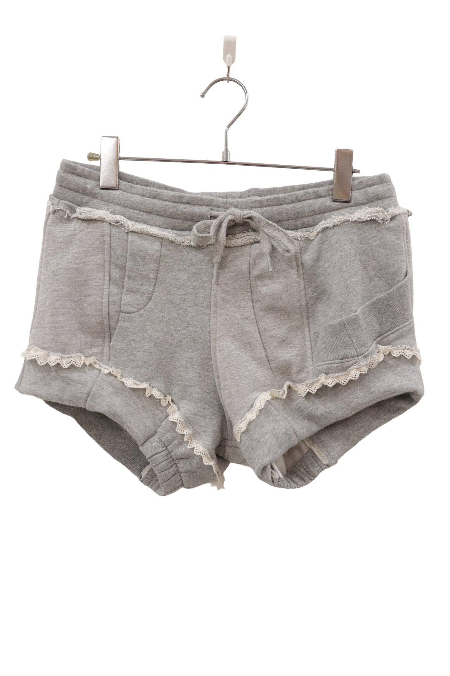 lace trim sweat shorts/RM-［2607-057］