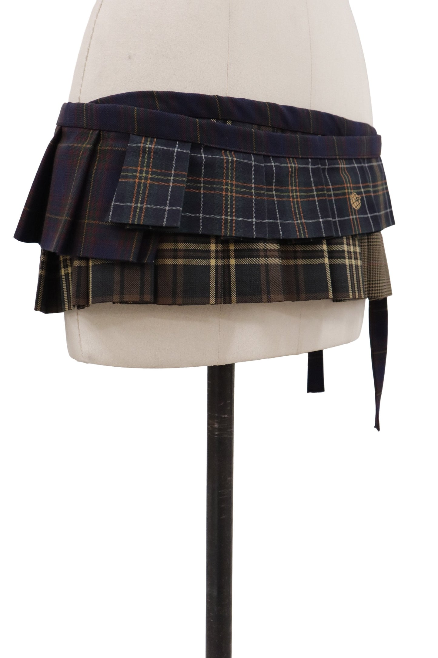 plaid tiered mini skirt/RM-［2607-050］