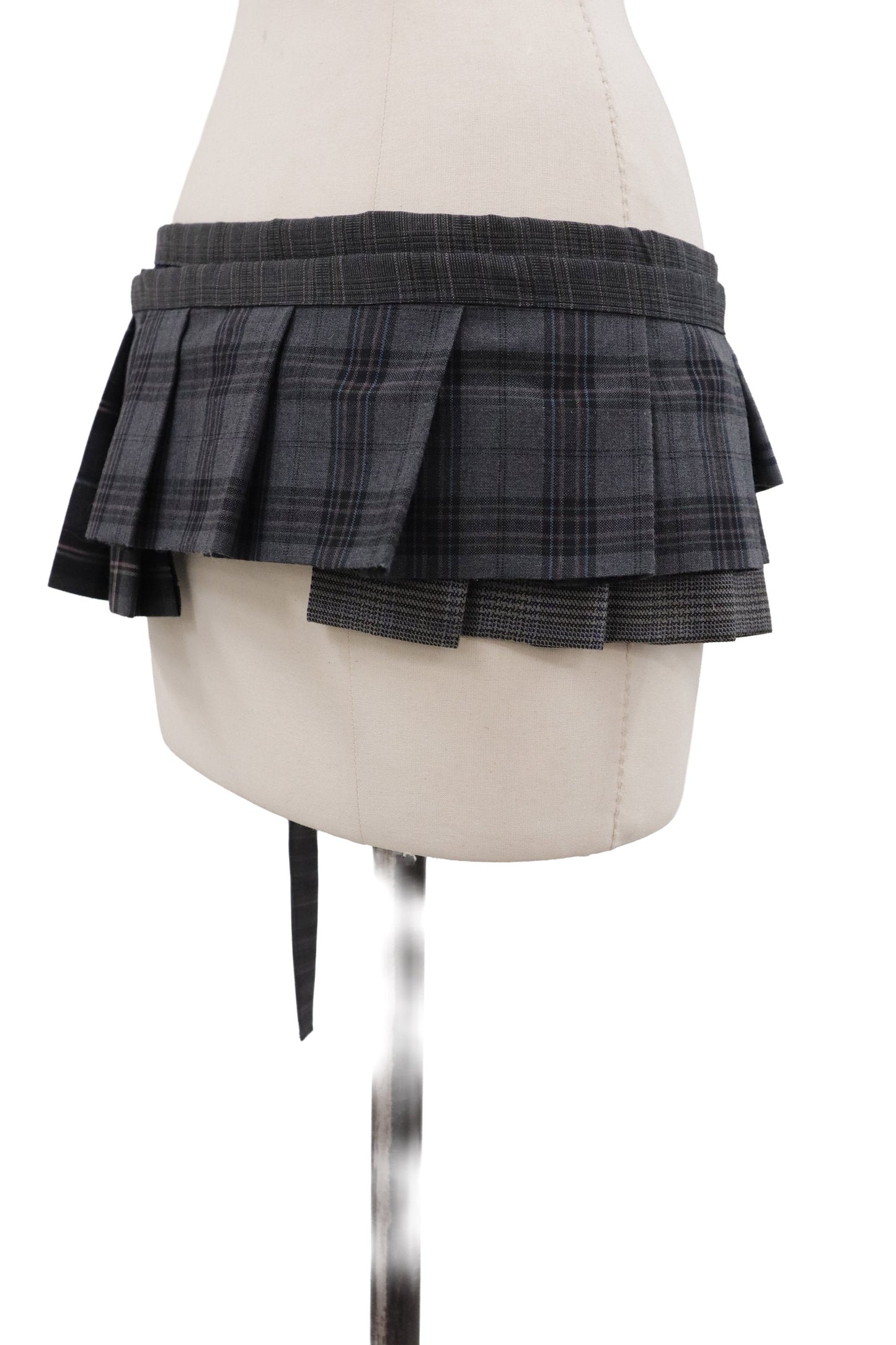 plaid tiered mini skirt/RM-［2607-047］
