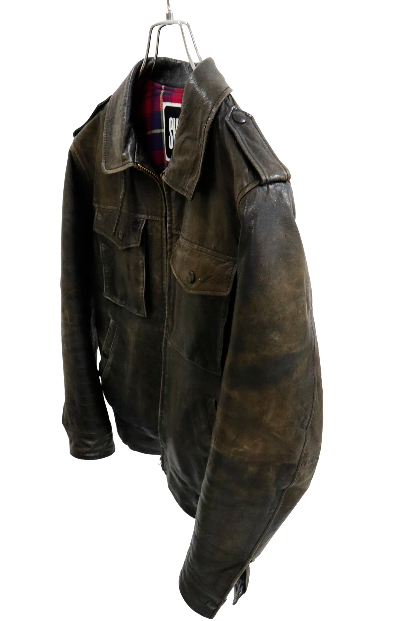 Black Leather Zip Jacket /U-［2601-059］