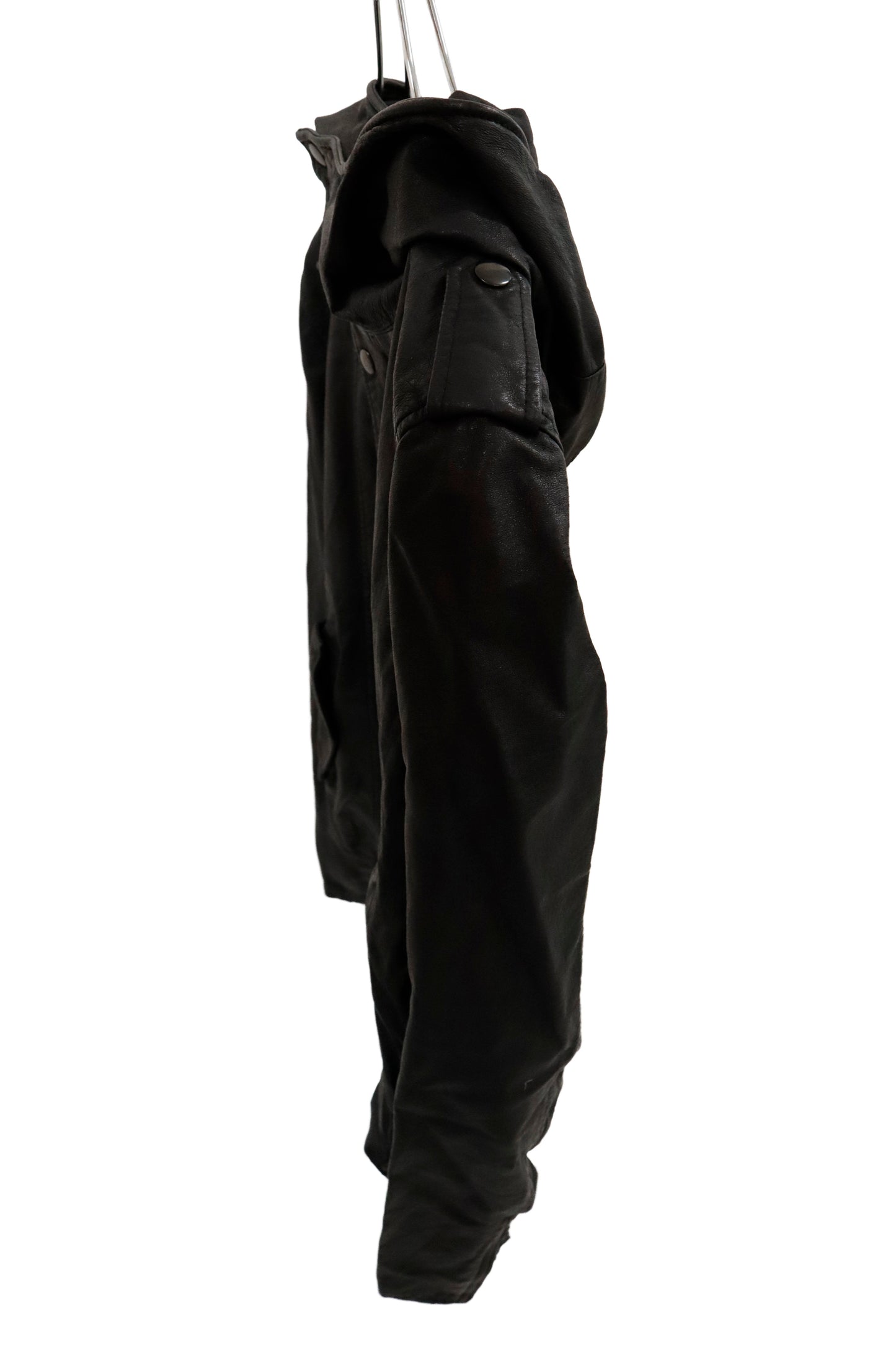 leather hoodie jacket/U-［2602-006］