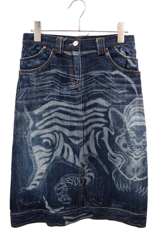 graphic denim skirt/U-［2602-035］