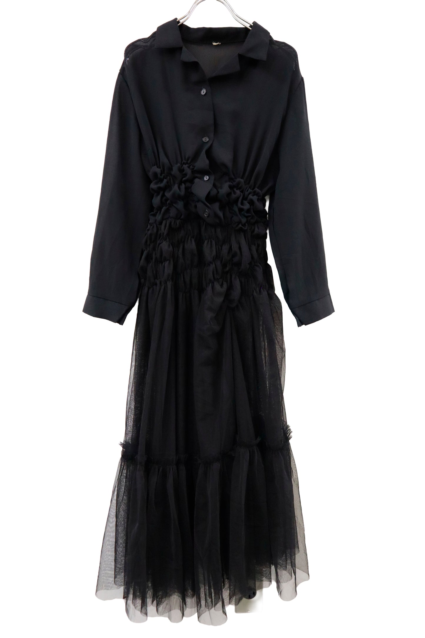 shirring sheer dress/ RM-［2513-095］