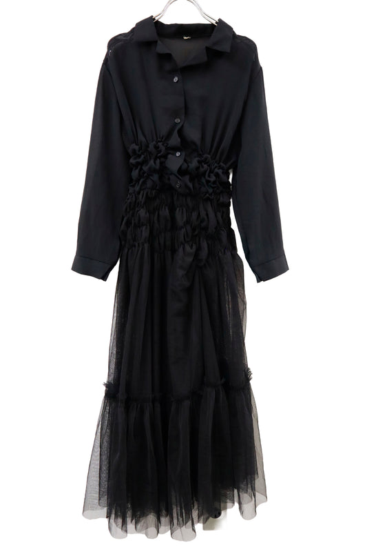 shirring sheer dress/ RM-［2513-095］