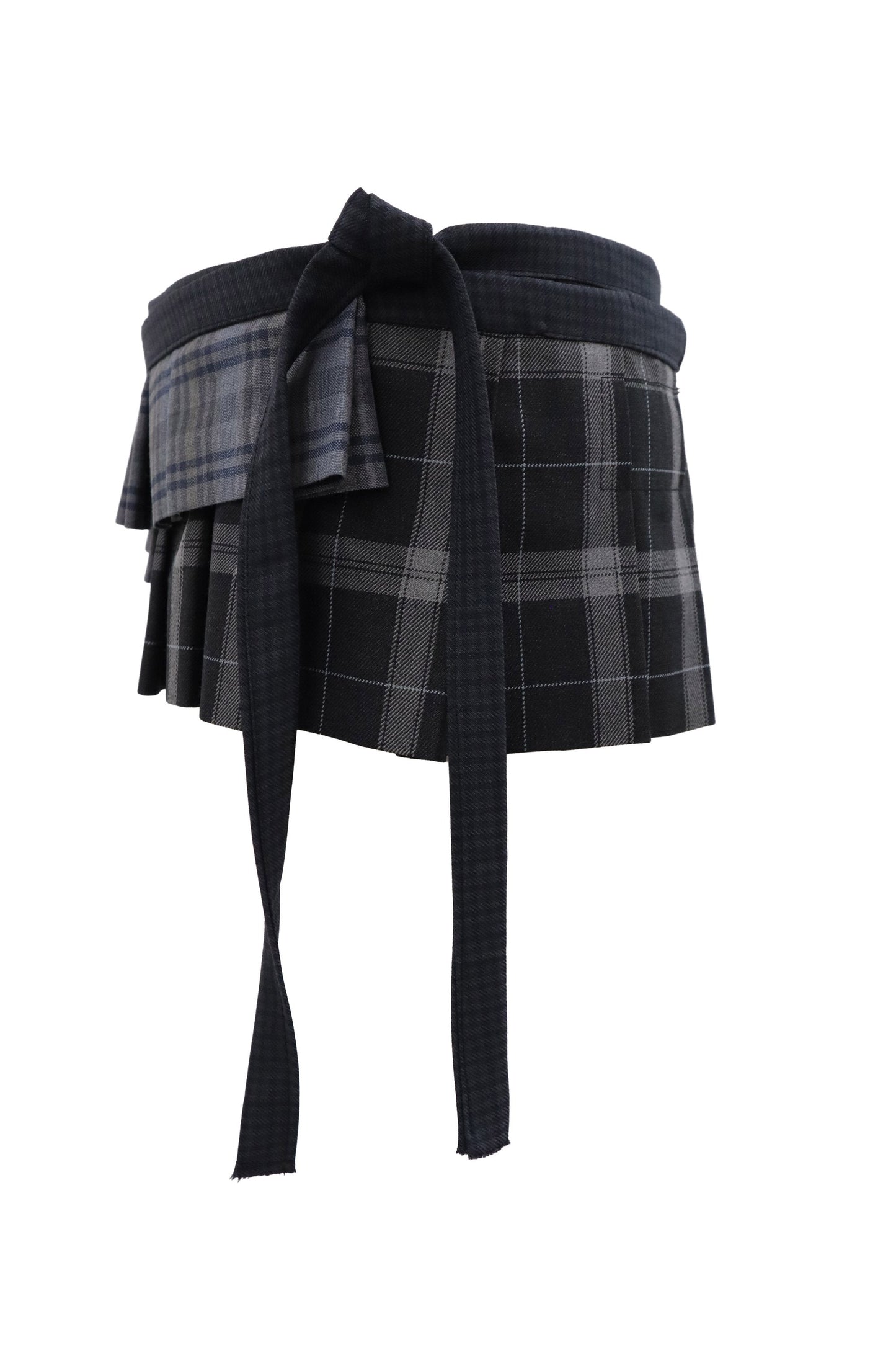 plaid tiered mini skirt/RM-［2607-046］