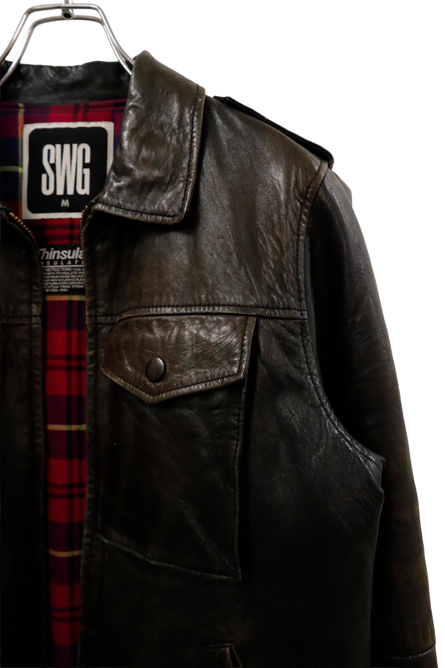 Black Leather Zip Jacket /U-［2601-059］