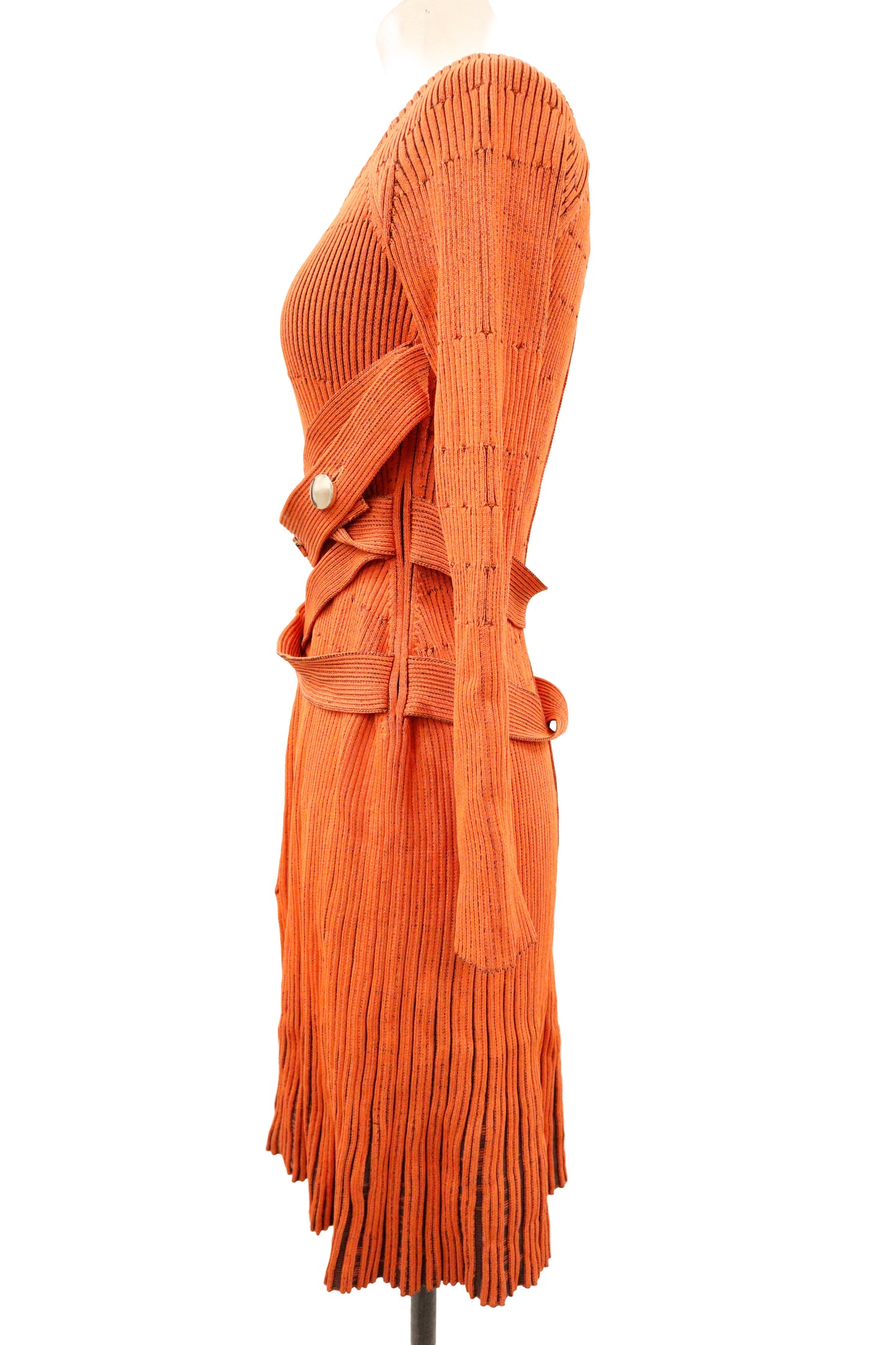 rib knit belt dress/U-［2603-007］