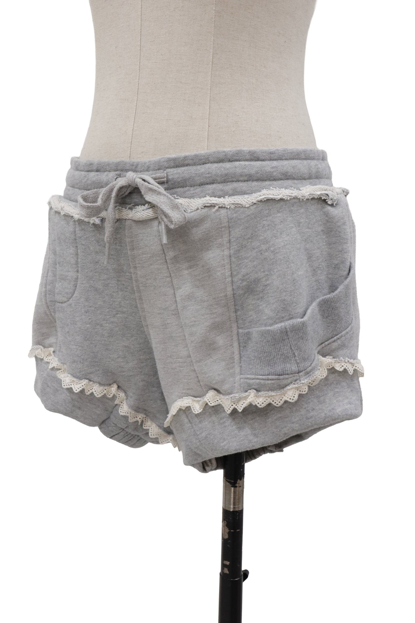 lace trim sweat shorts/RM-［2607-057］