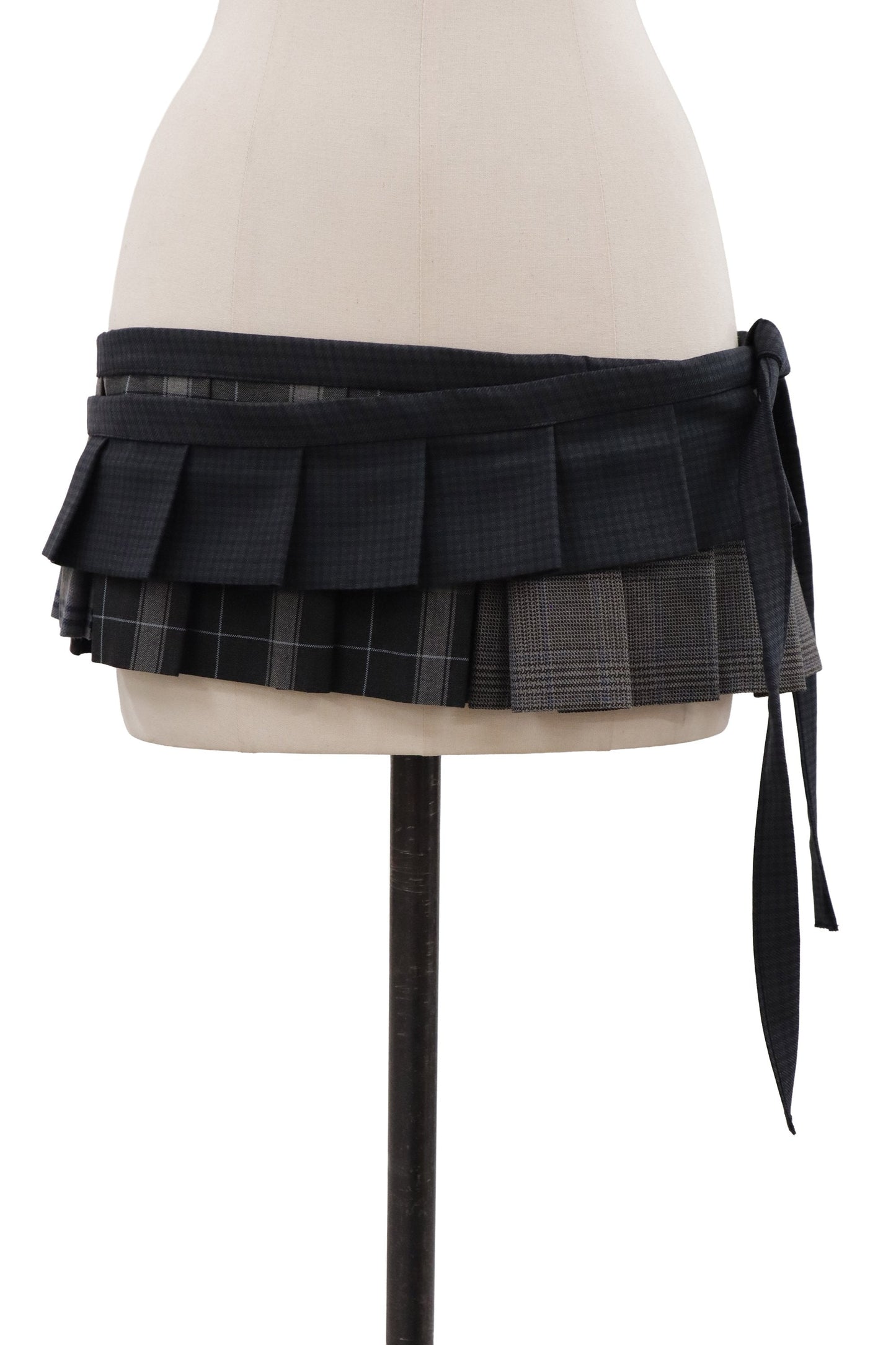 plaid tiered mini skirt/RM-［2607-049］