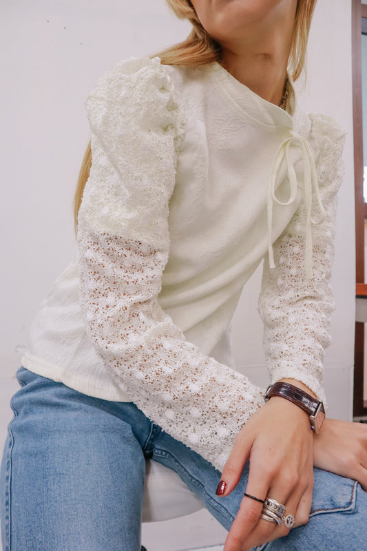 lace puff blouse/RM-［2511-013］