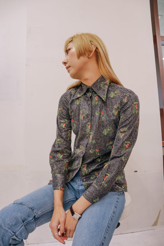 print shirt/NV-［2511-087］