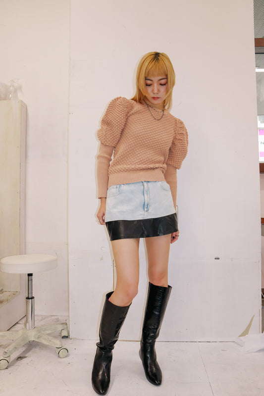 puff knit tops/U-［2511-022］