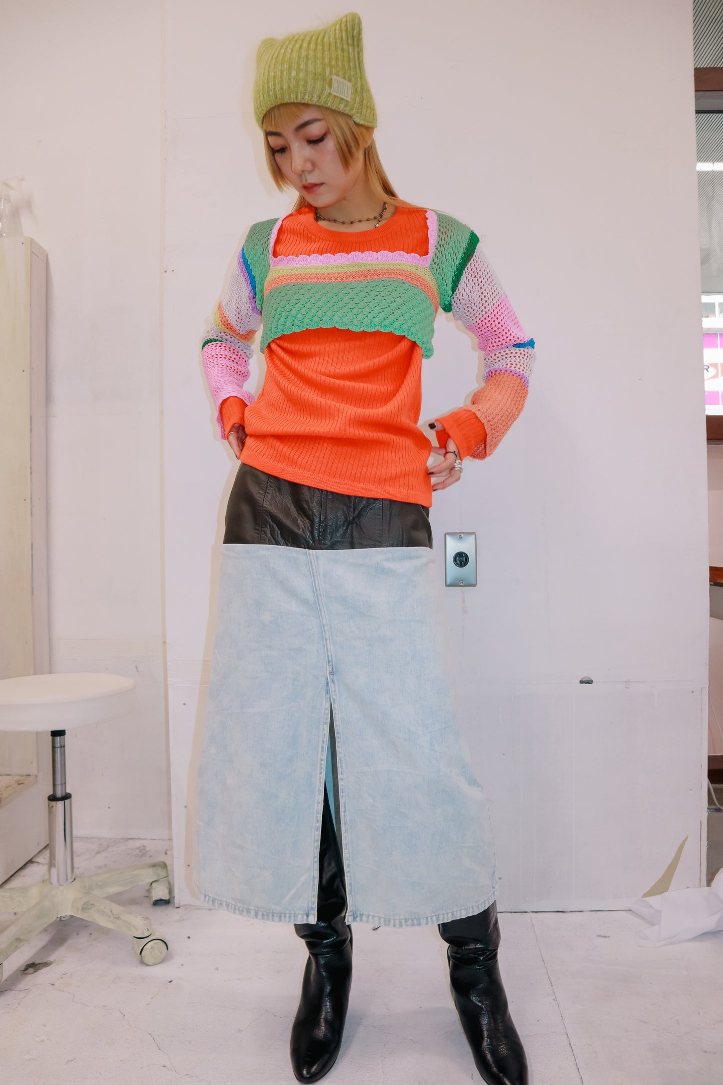 00' crochet knit tops/NV-［2511-084］