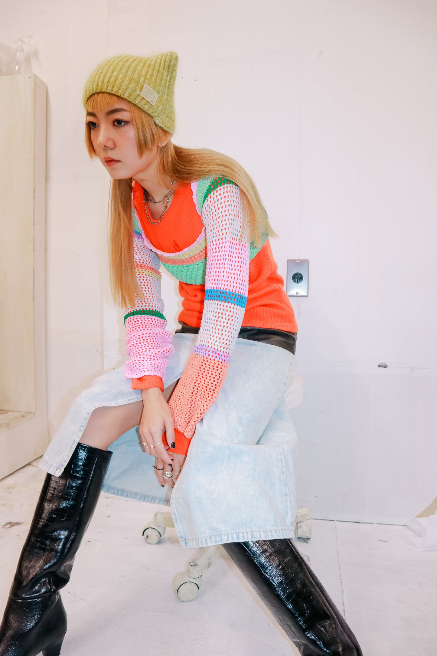 00' crochet knit tops/NV-［2511-084］