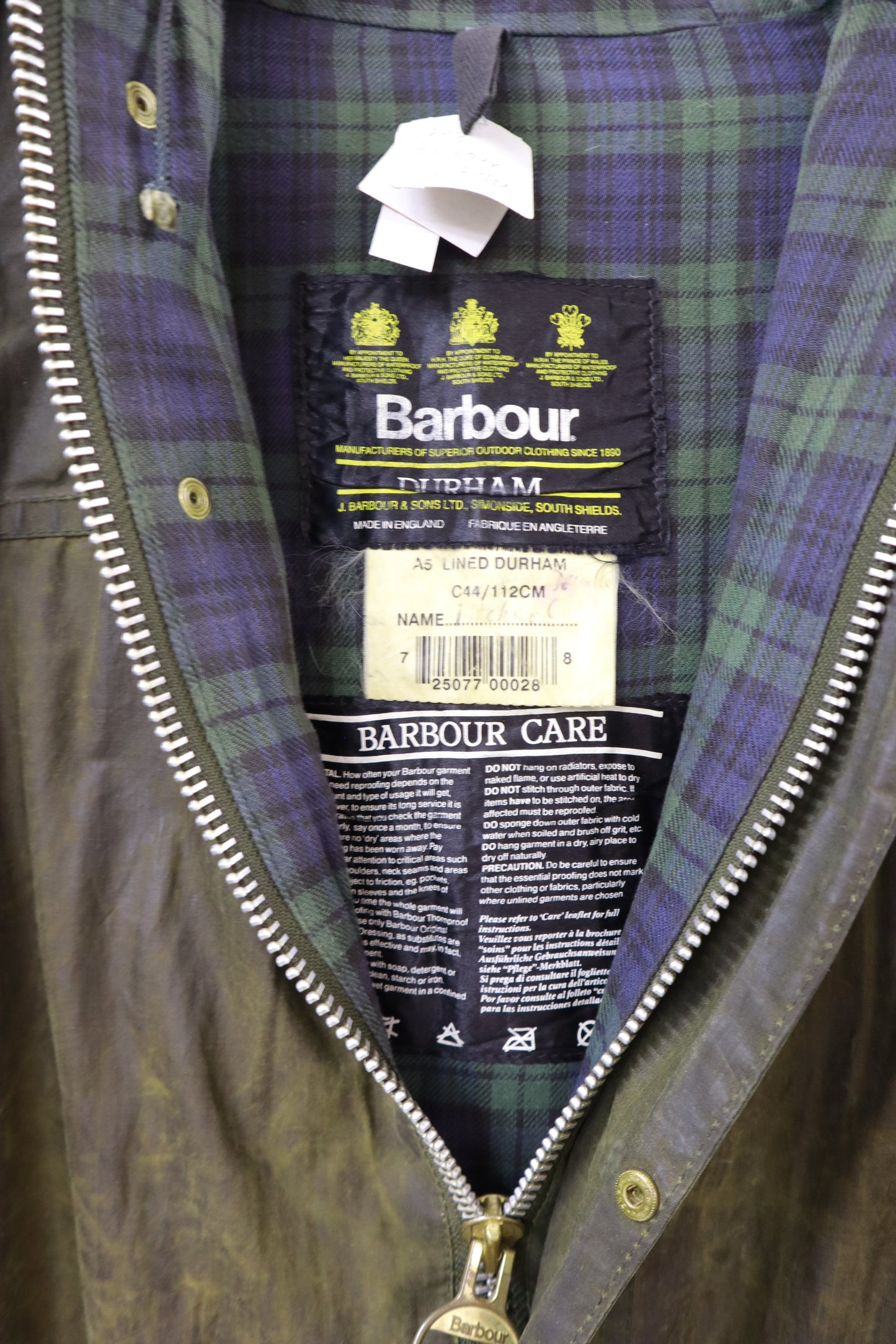 90's Barbour 「DURHAM」3warrant/NV-［2511-114］