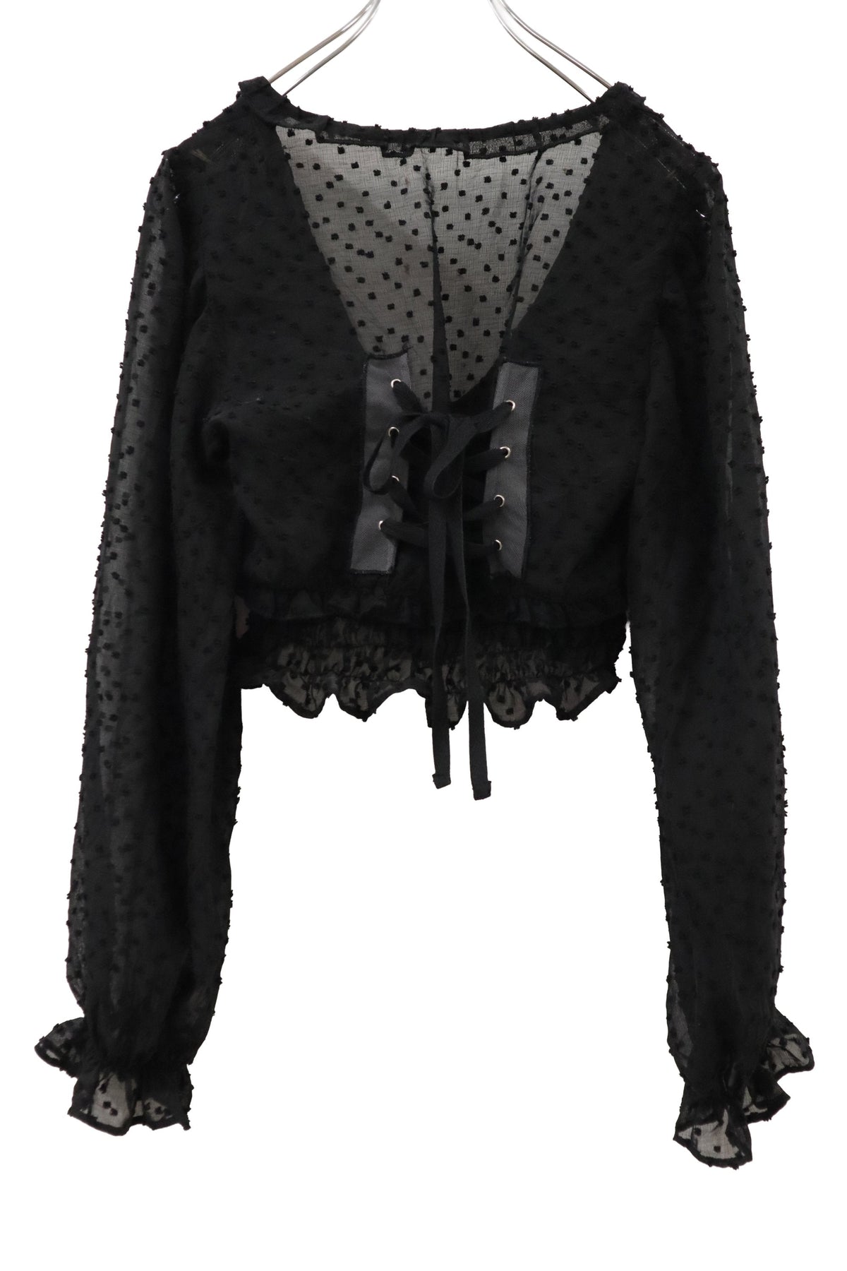 lace up shirring tops/RM-［2608-053］
