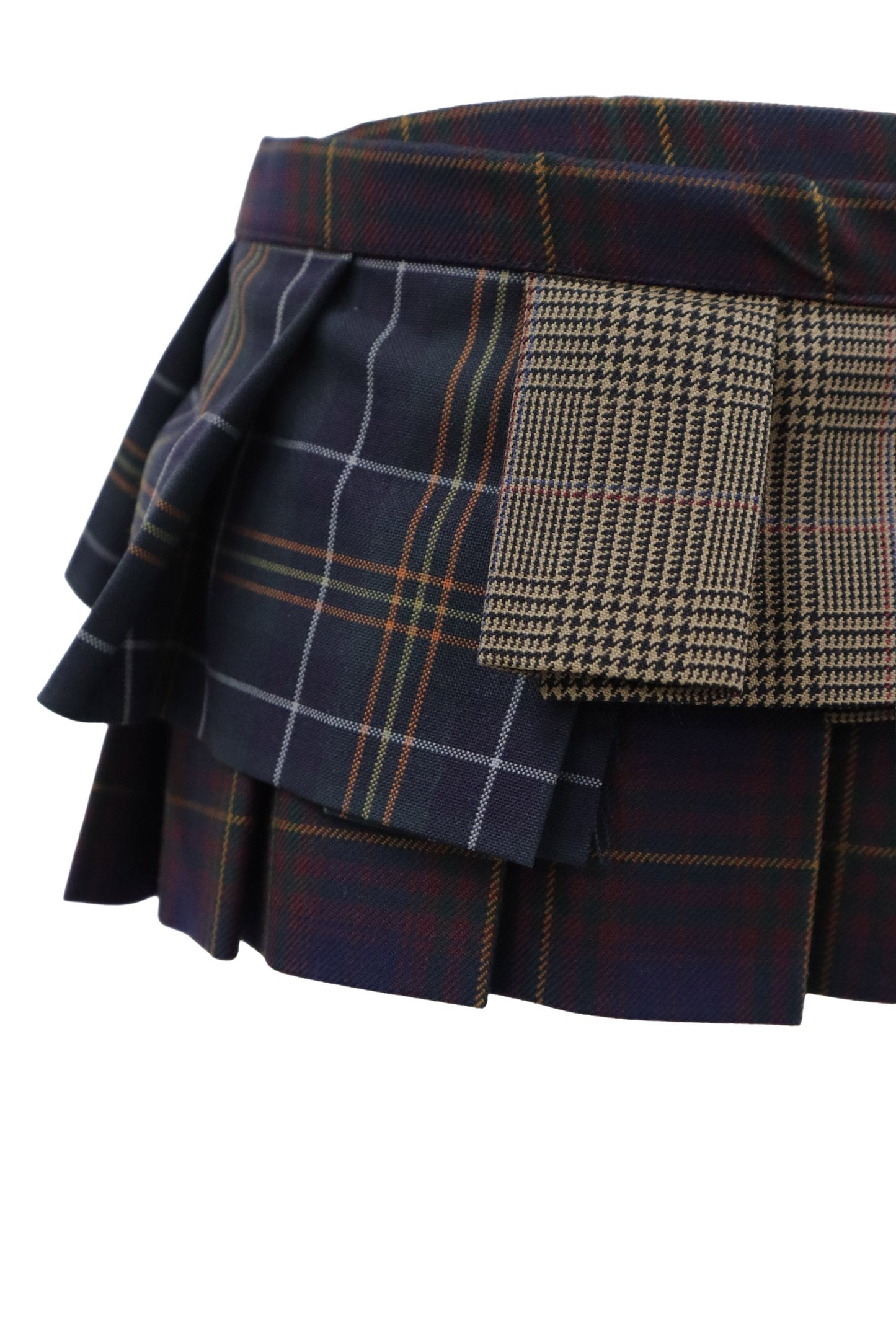 plaid tiered mini skirt/RM-［2607-051］