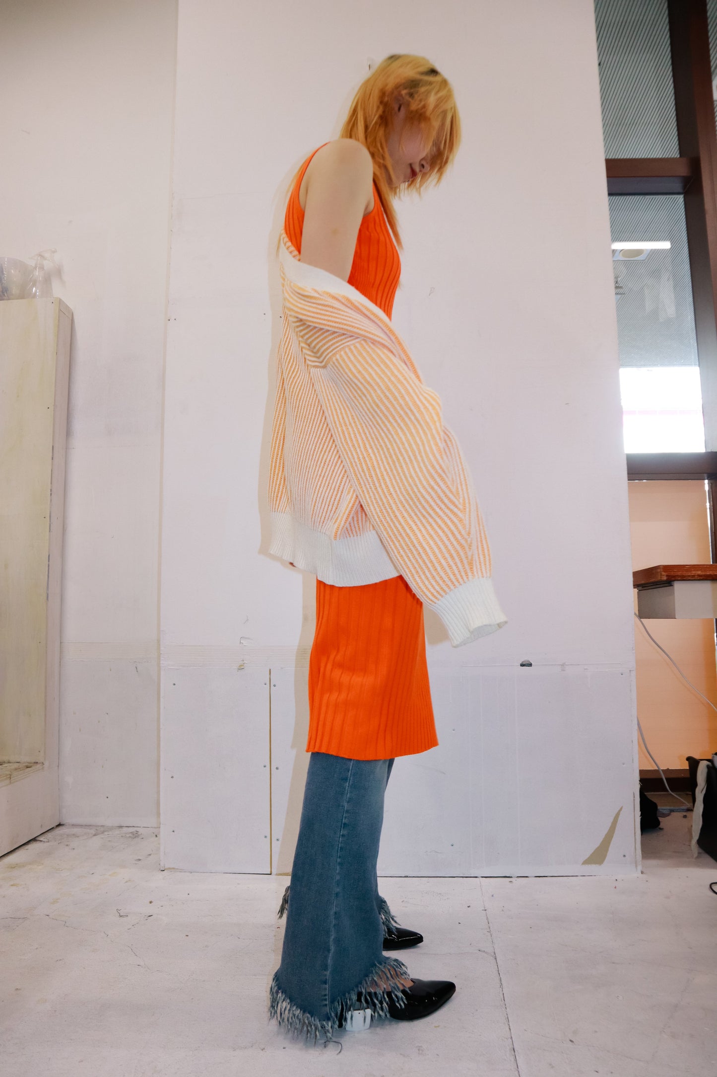 rib knit cardigan/U-［2511-009］