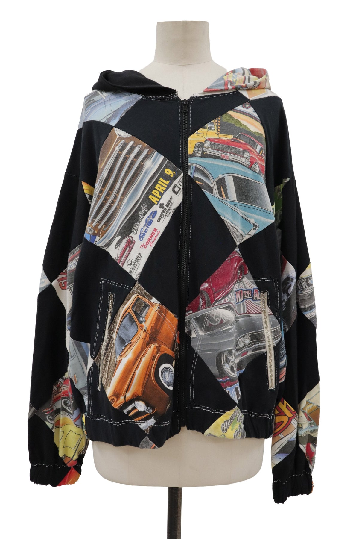 patchwork zip f hoodie/RM-［2608-094］