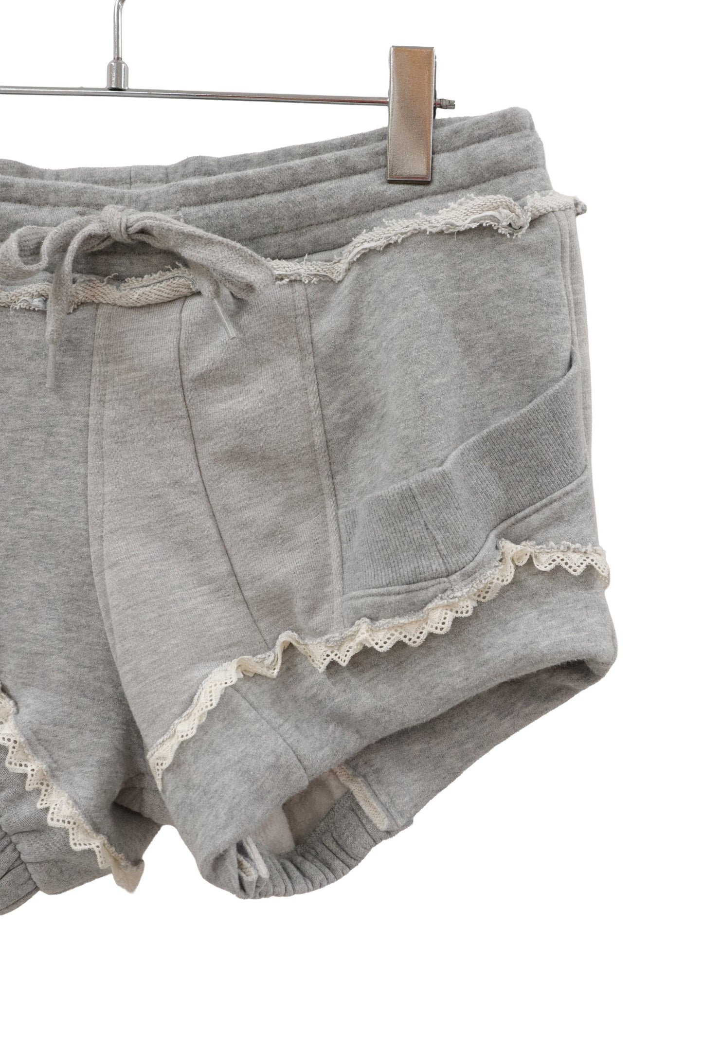 lace trim sweat shorts/RM-［2607-057］