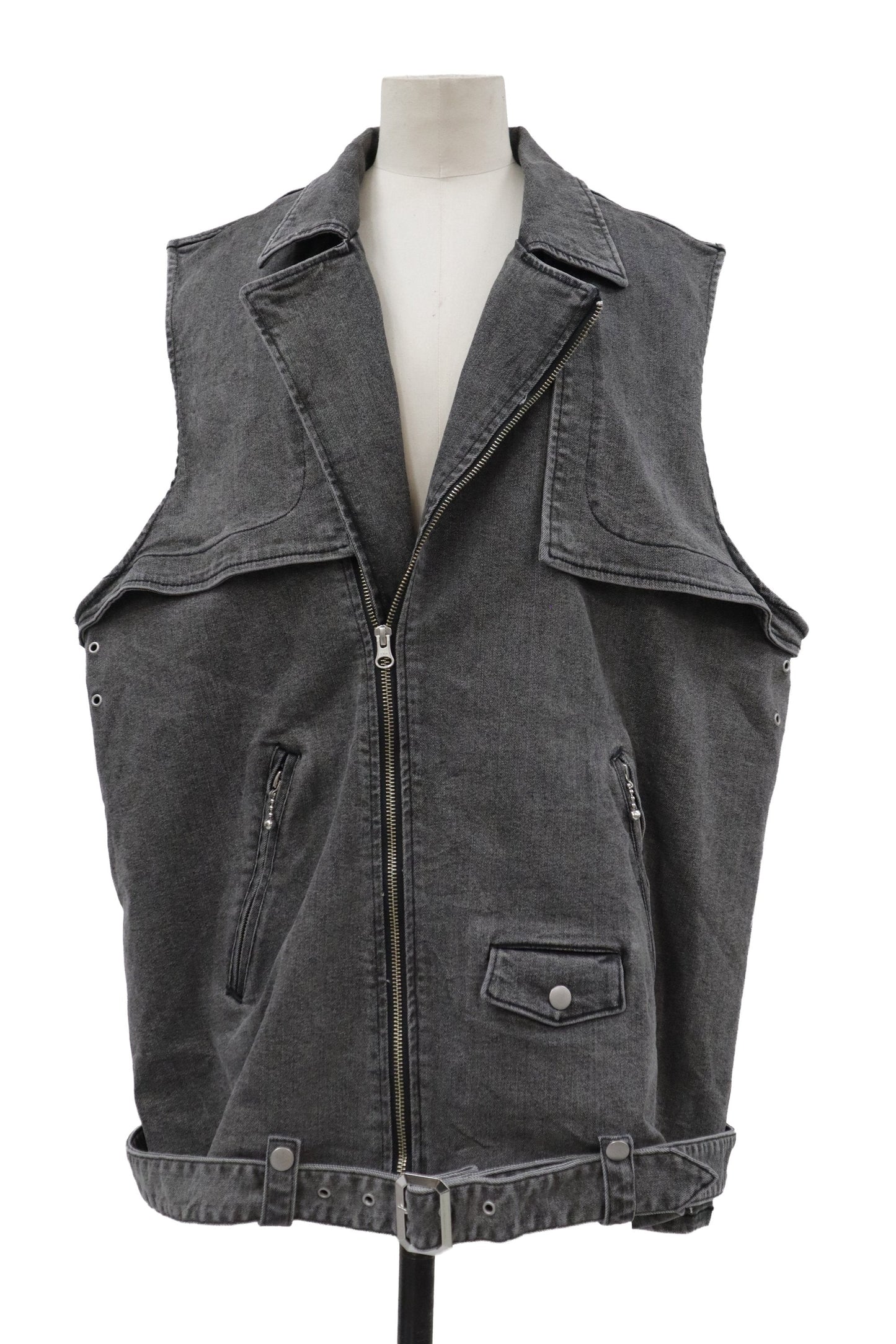 black denim riders vest /U-［2606-009］