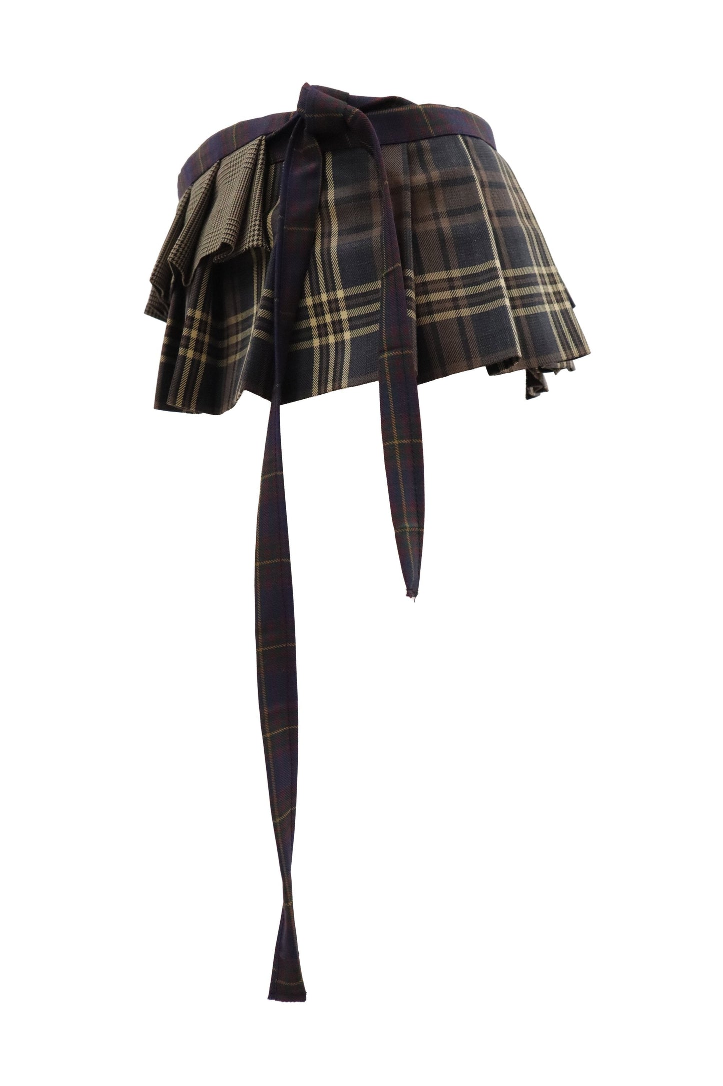 plaid tiered mini skirt/RM-［2607-051］