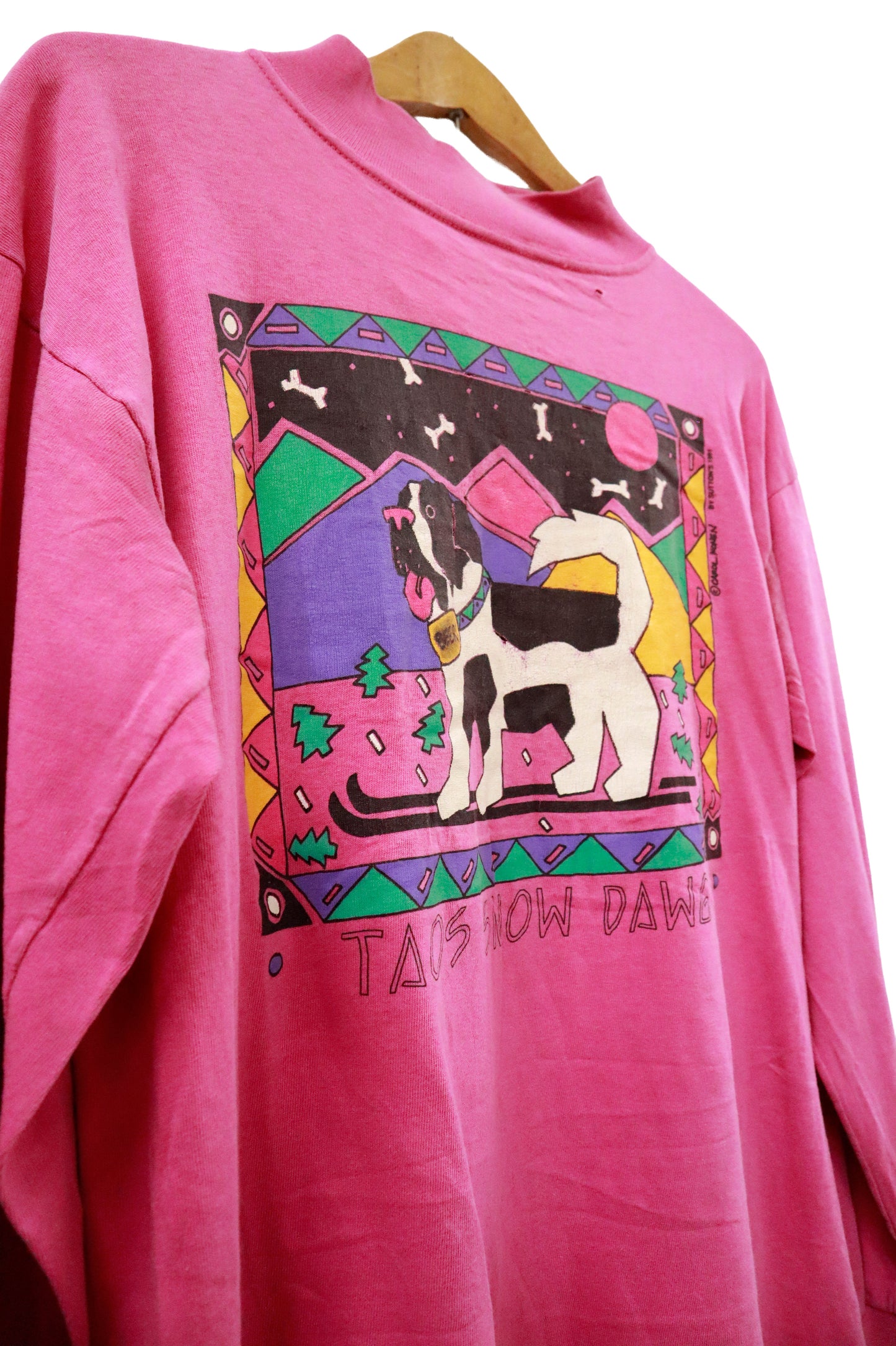 90's BEER dog mock neck L/S Tee /NV-［2601-045］