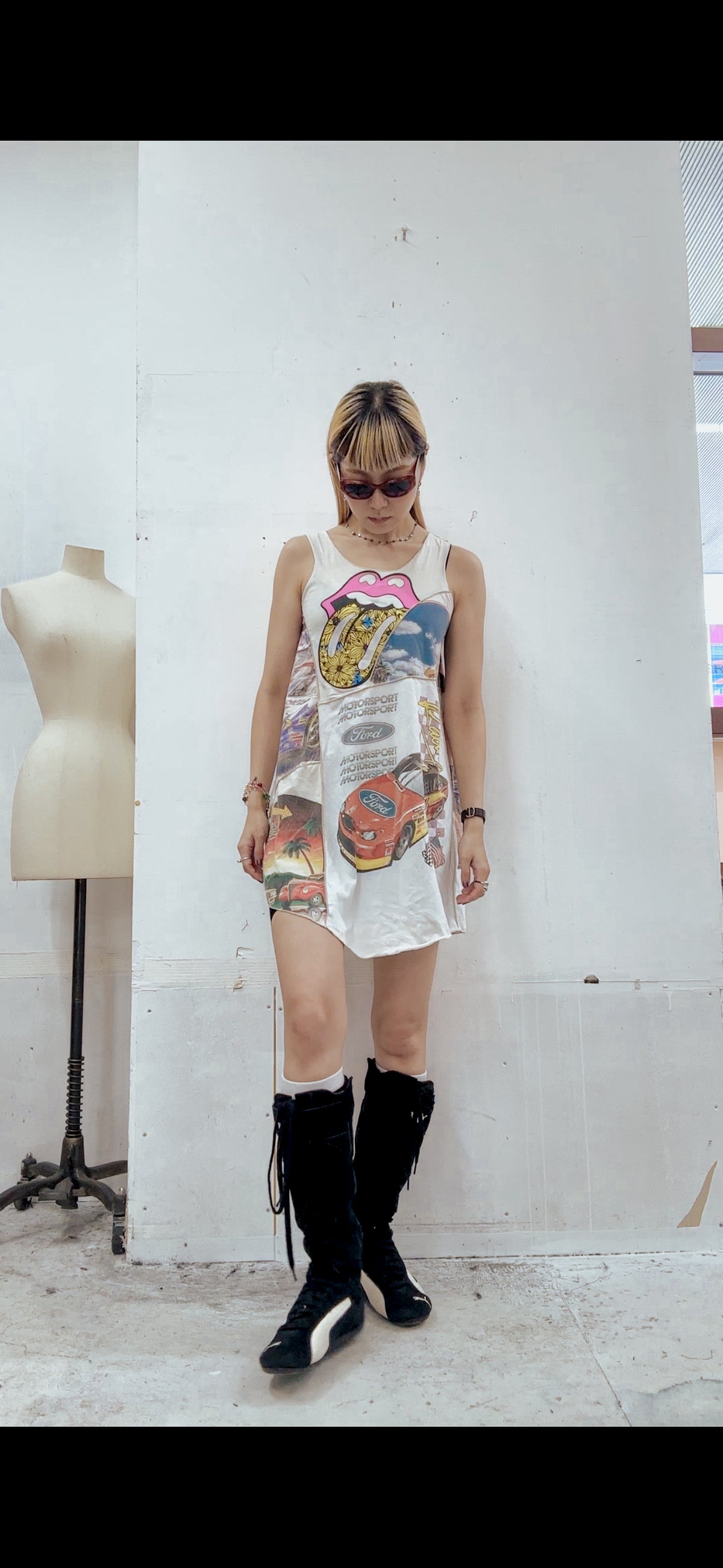 Rolling Stones racing long tanktop/RM-［2606-020］