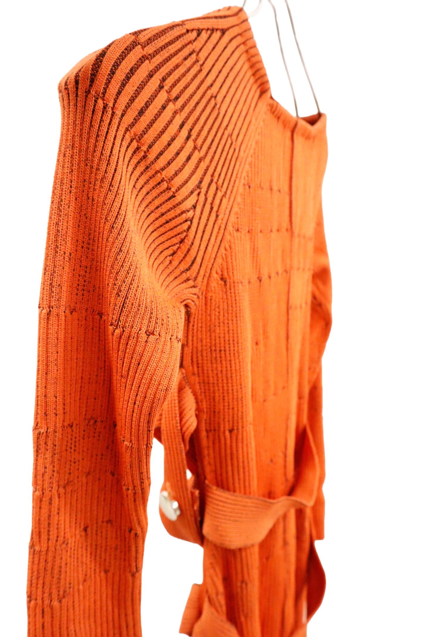 rib knit belt dress/U-［2603-007］
