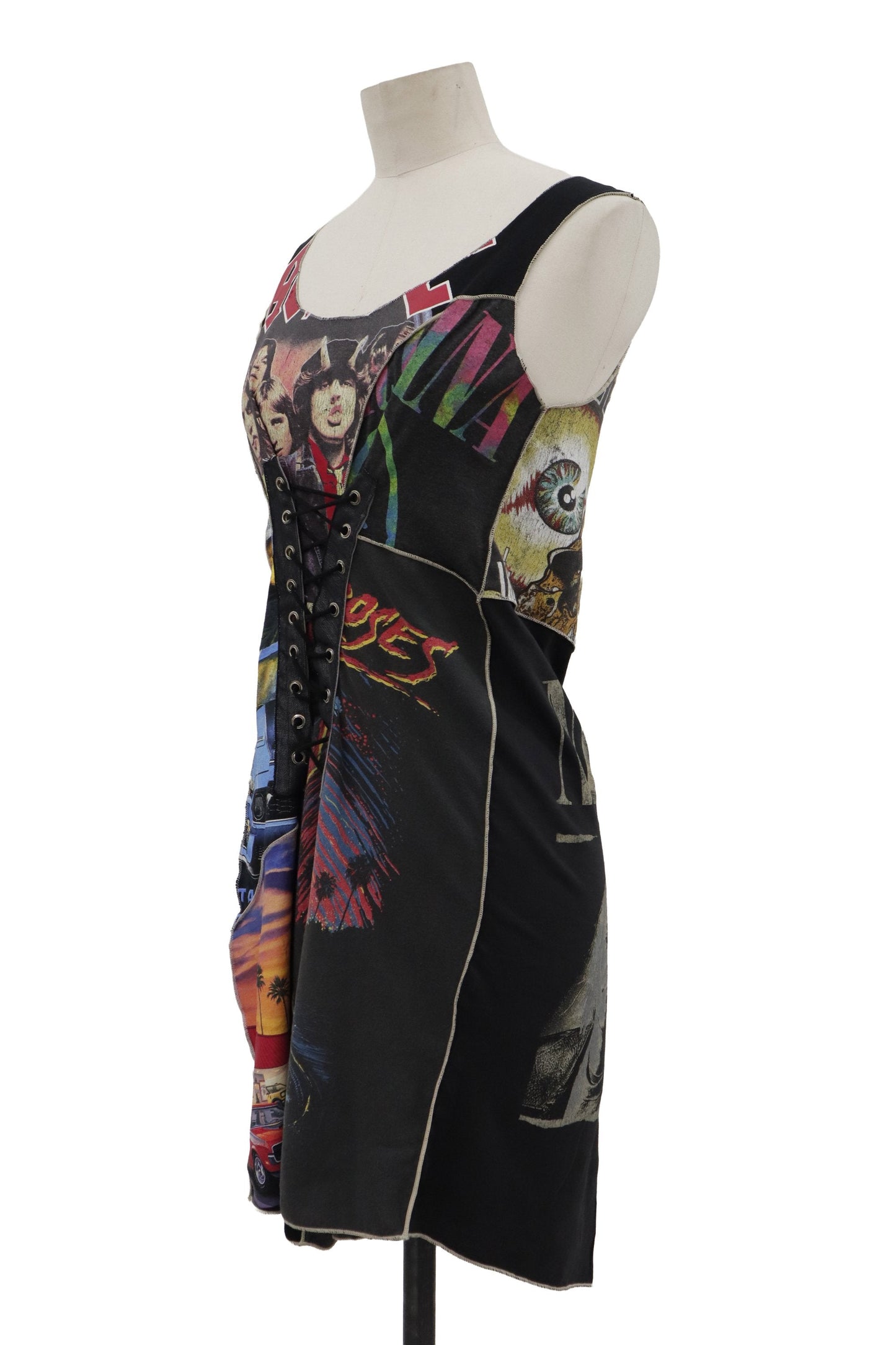AC/DC lace up long tanktop/RM-［2606-021］