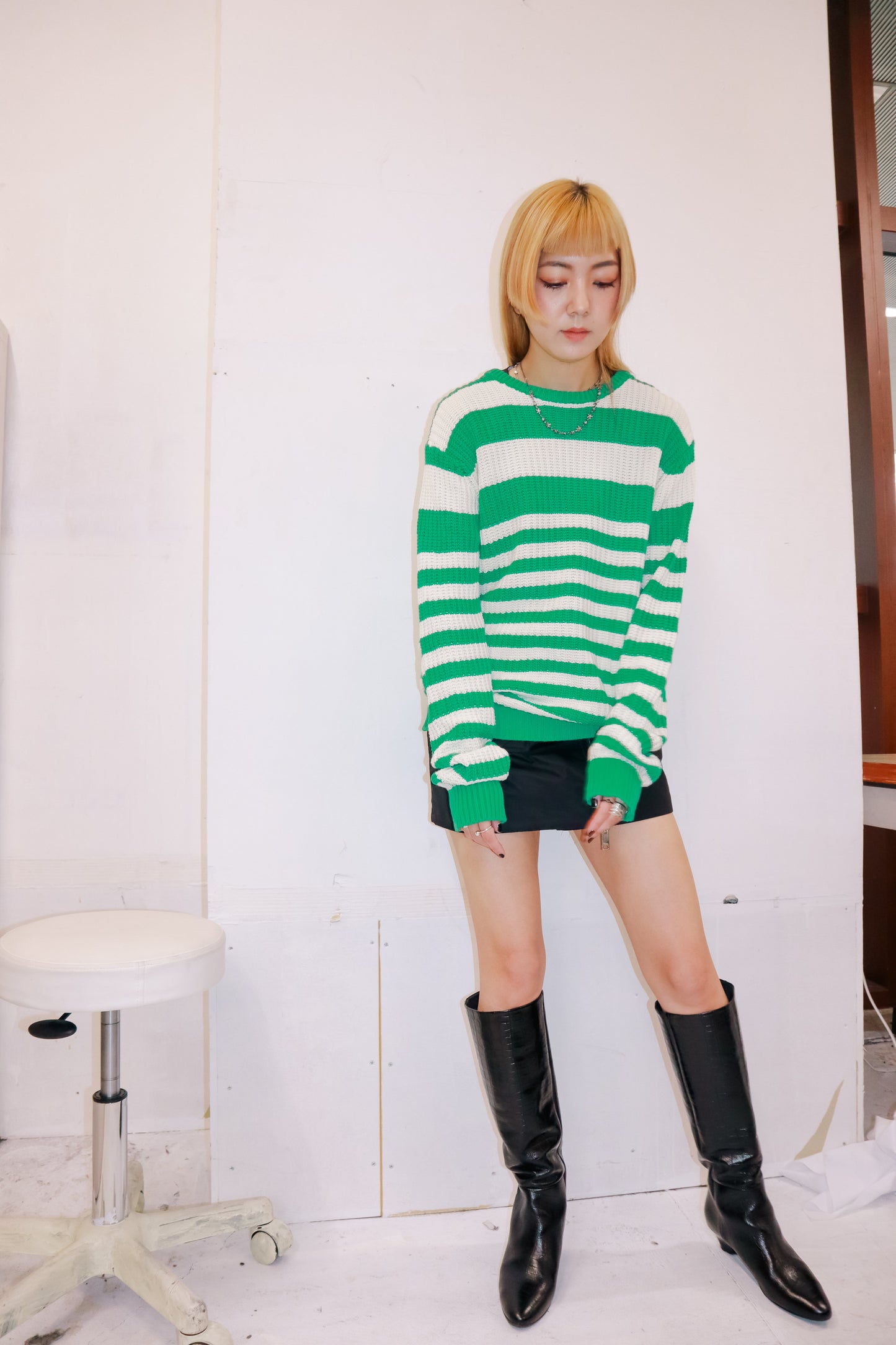 border knit tops/NV-［2511-112］