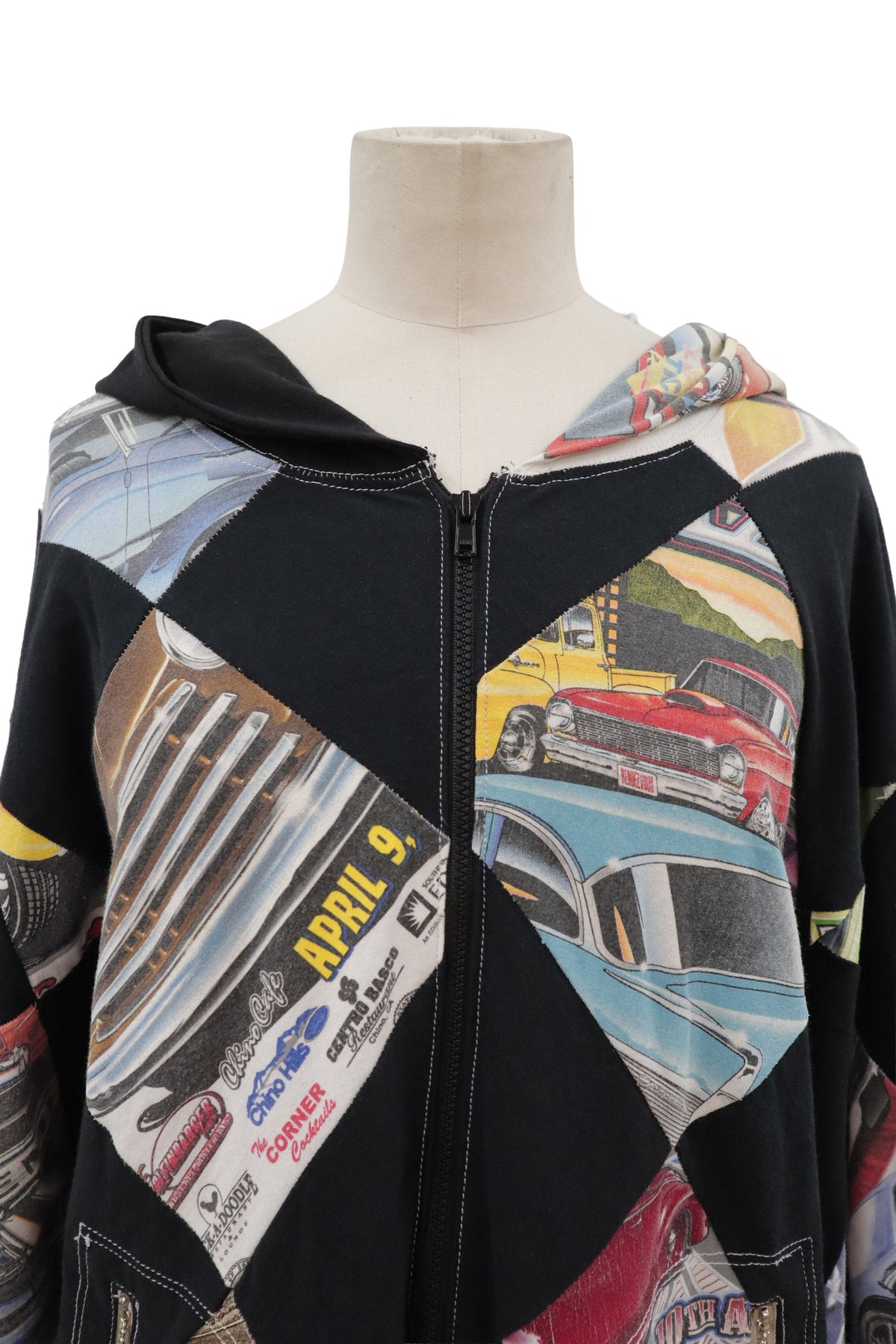patchwork zip f hoodie/RM-［2608-094］