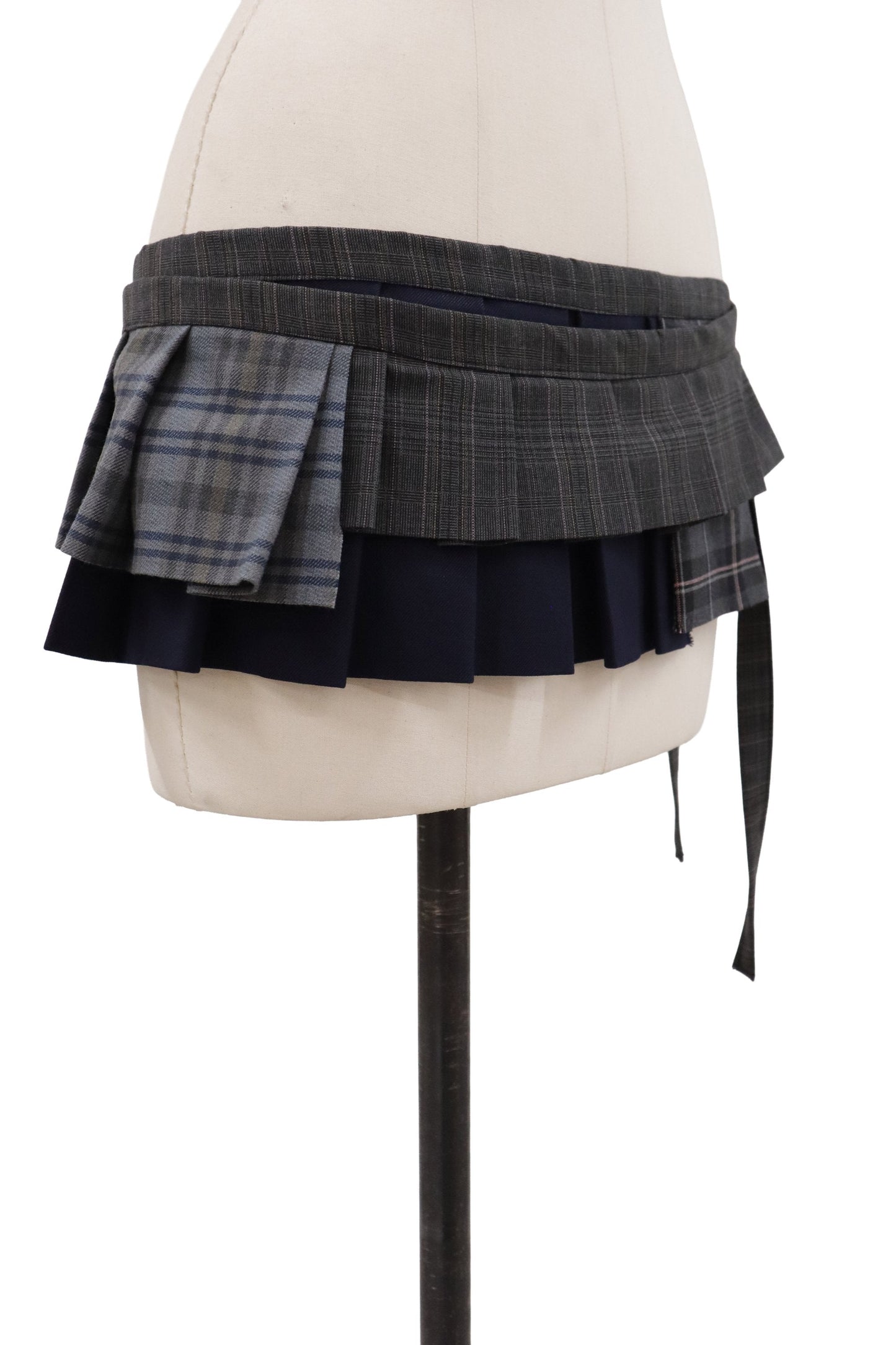 plaid tiered mini skirt/RM-［2607-048］