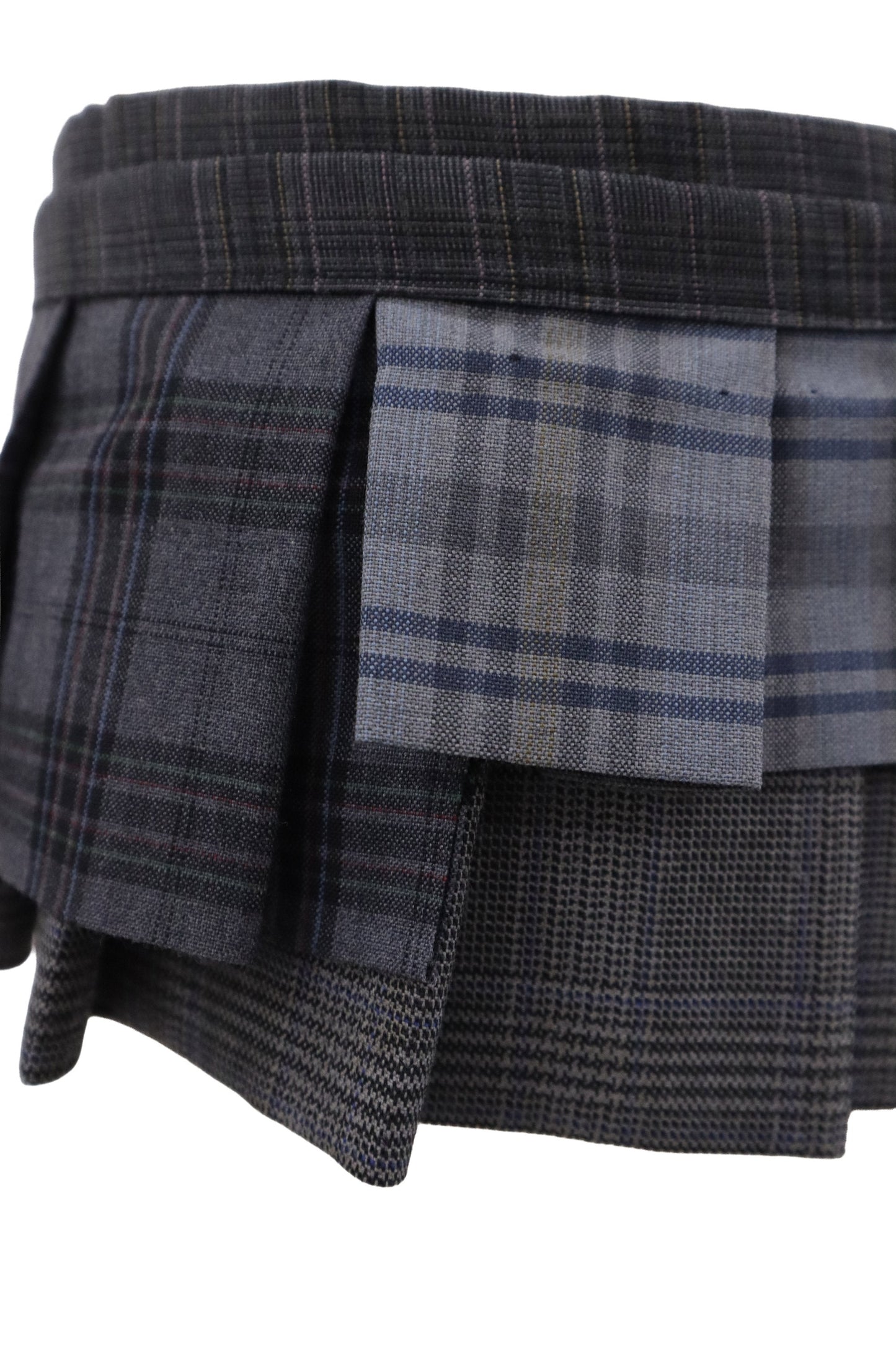 plaid tiered mini skirt/RM-［2607-047］