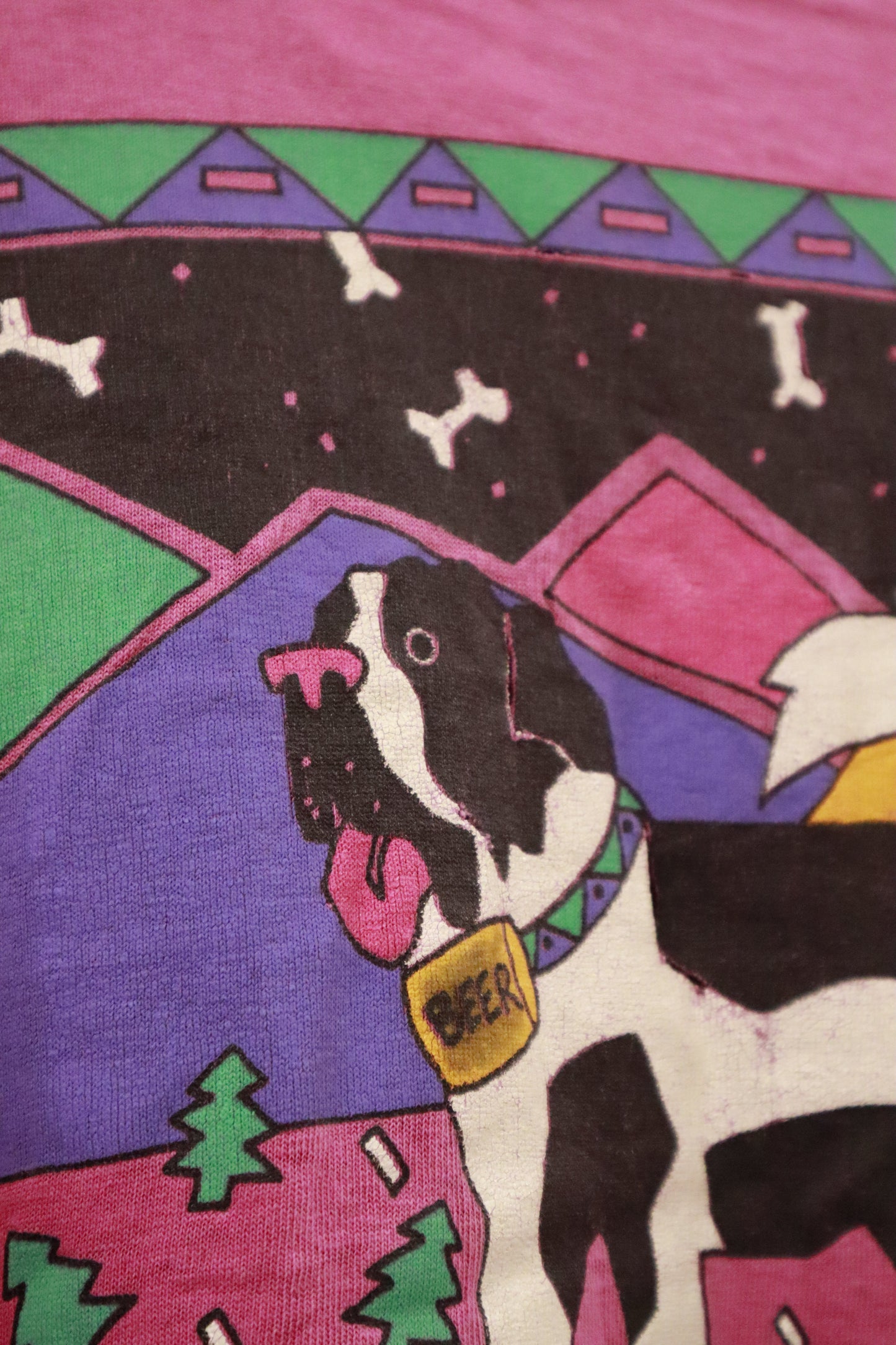 90's BEER dog mock neck L/S Tee /NV-［2601-045］
