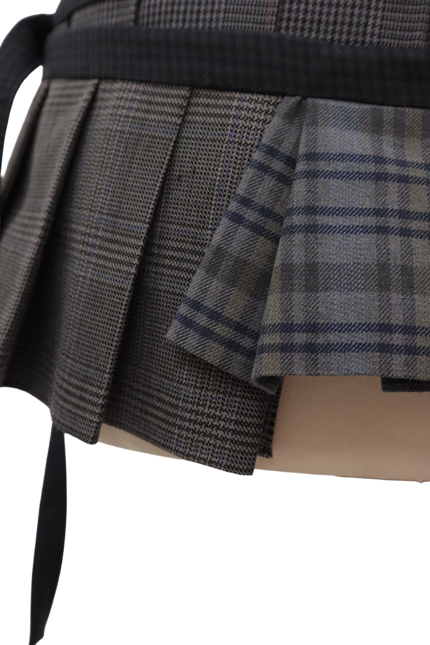 plaid tiered mini skirt/RM-［2607-049］